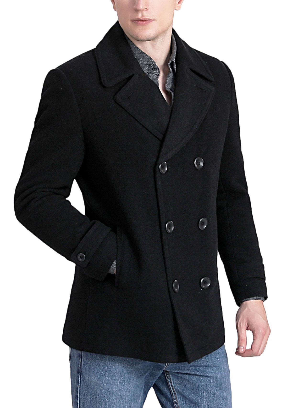 Mens Wool Blend Pea Coat