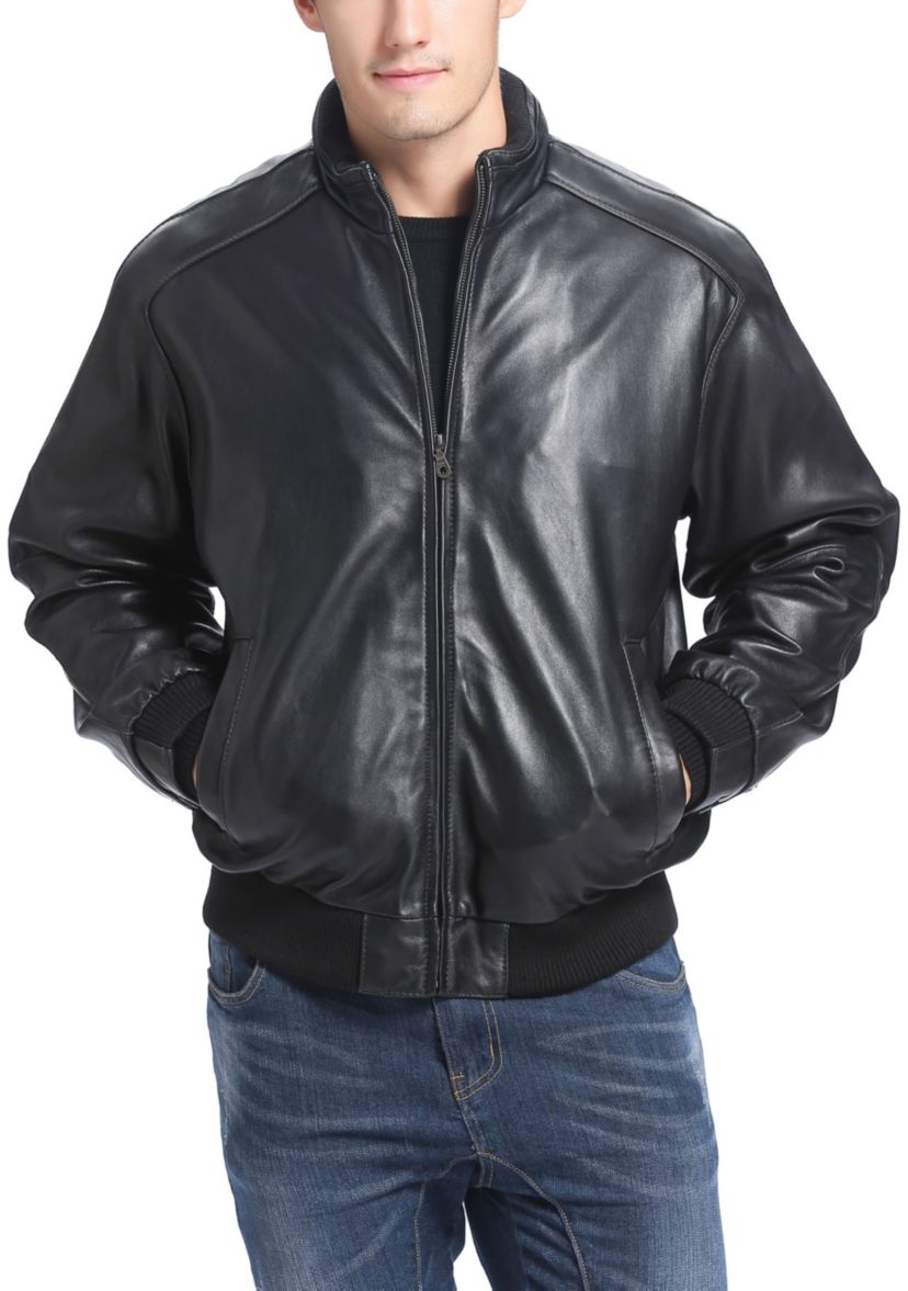 Mens City Leather Bomber Jacket