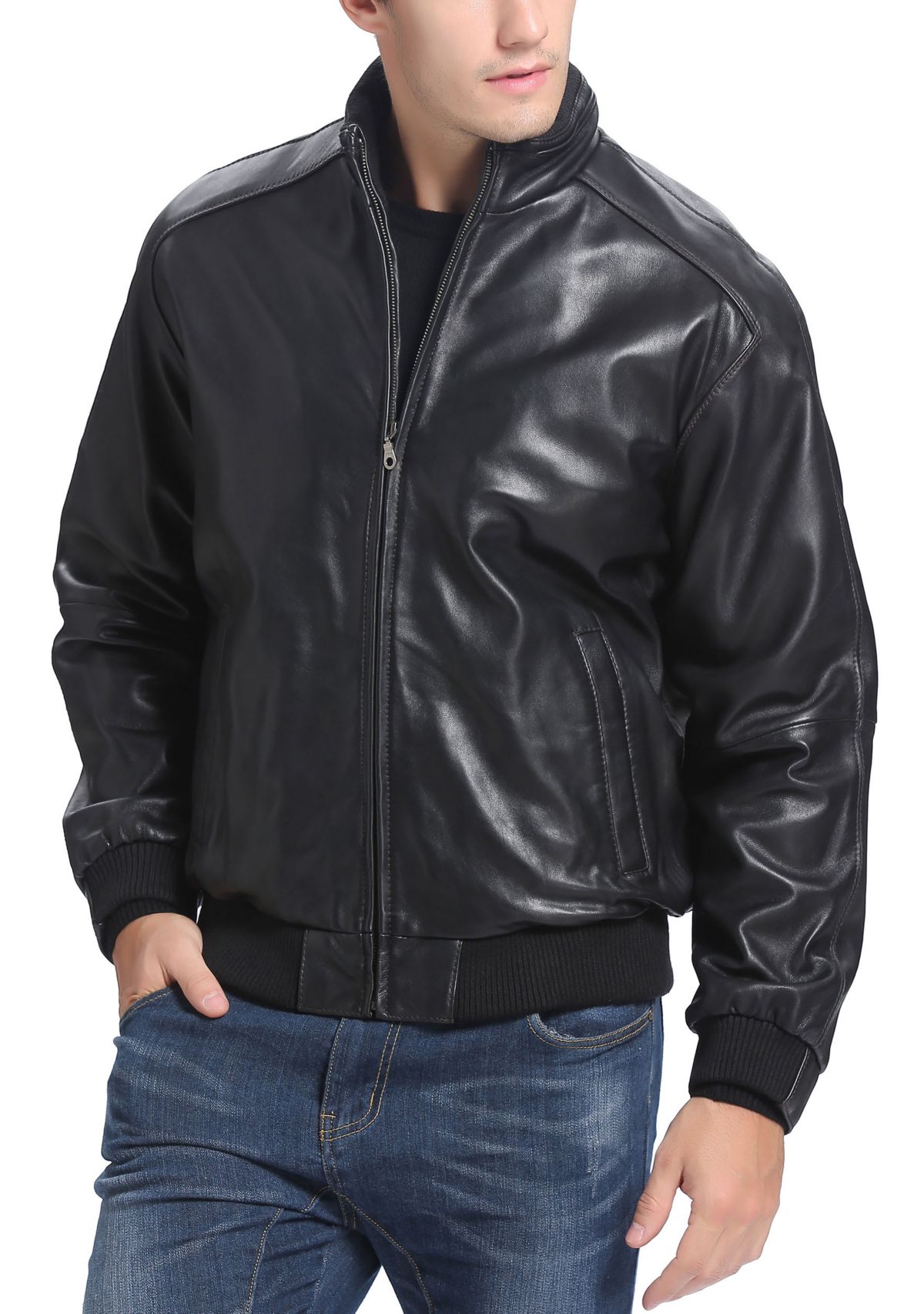 Mens City Leather Bomber Jacket
