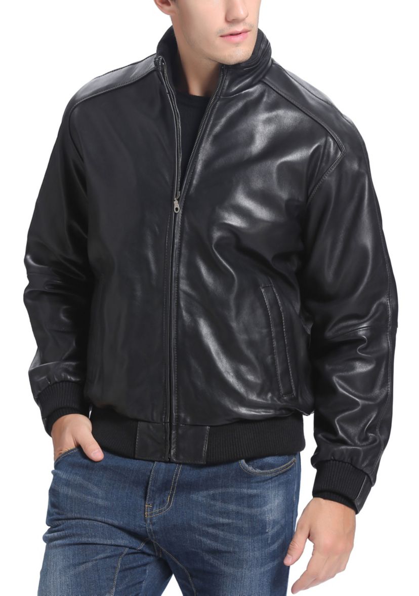 Mens City Leather Bomber Jacket