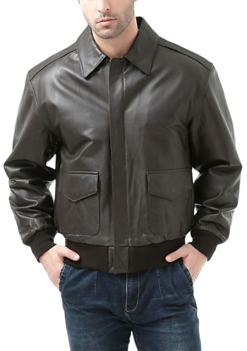 Mens A-2 Leather Flight Bomber Jacket