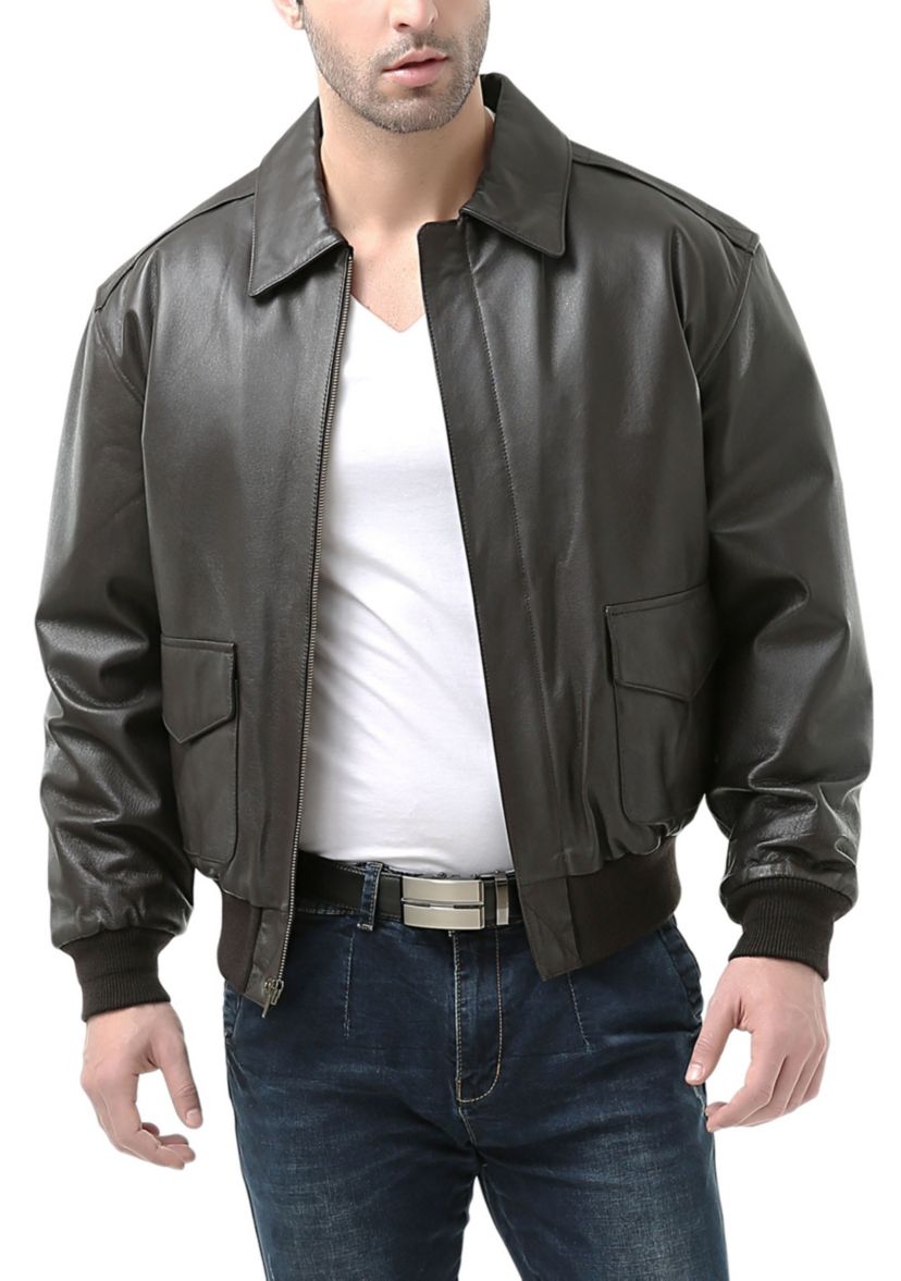Mens A-2 Leather Flight Bomber Jacket