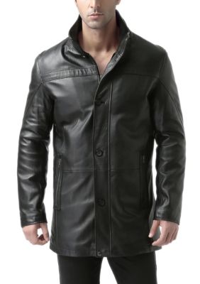 BGSD Men's Chad Leather Car Coat, Black, 2XL