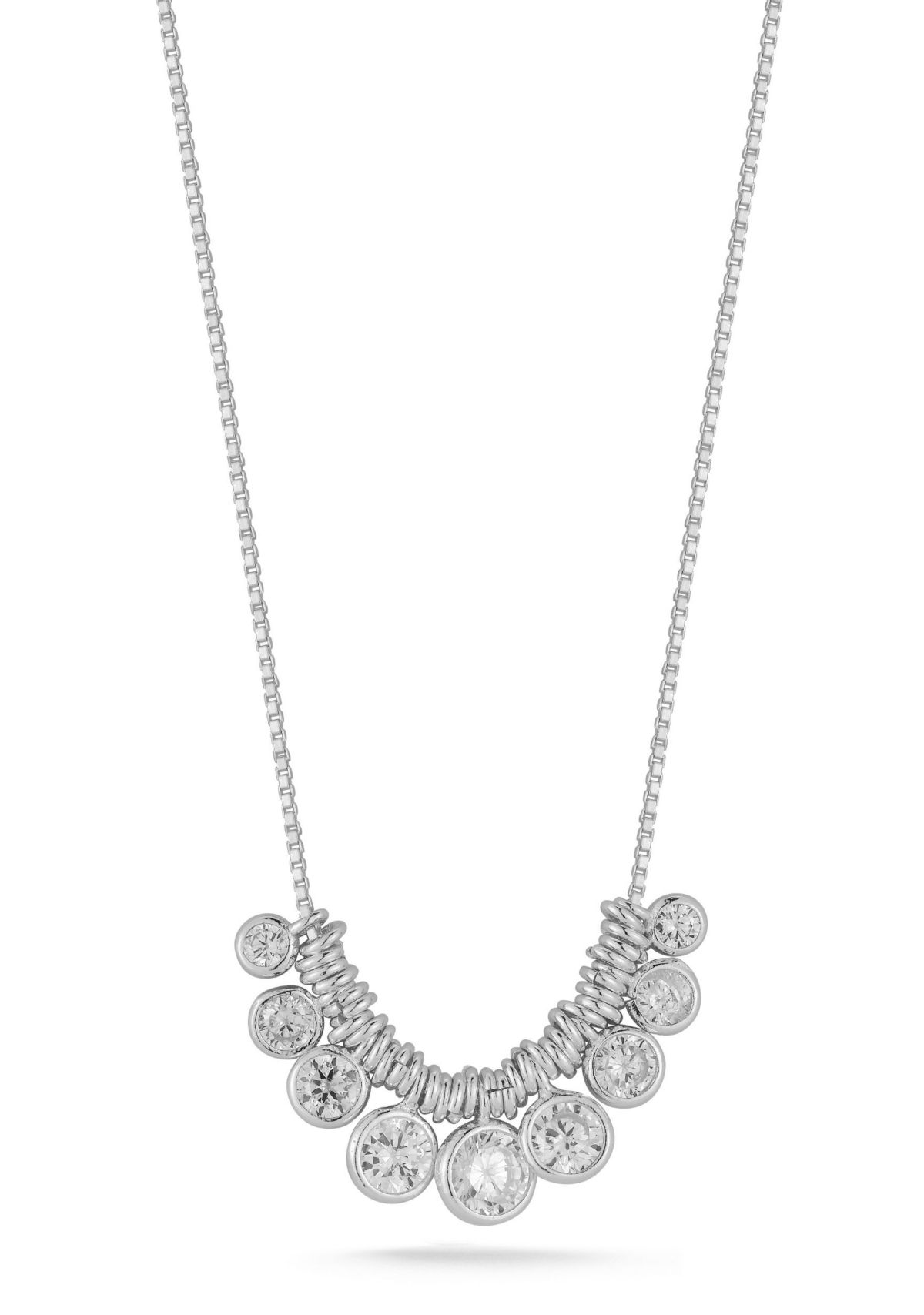 Sterling Silver Cubic Zirconia Charm Cluster Necklace