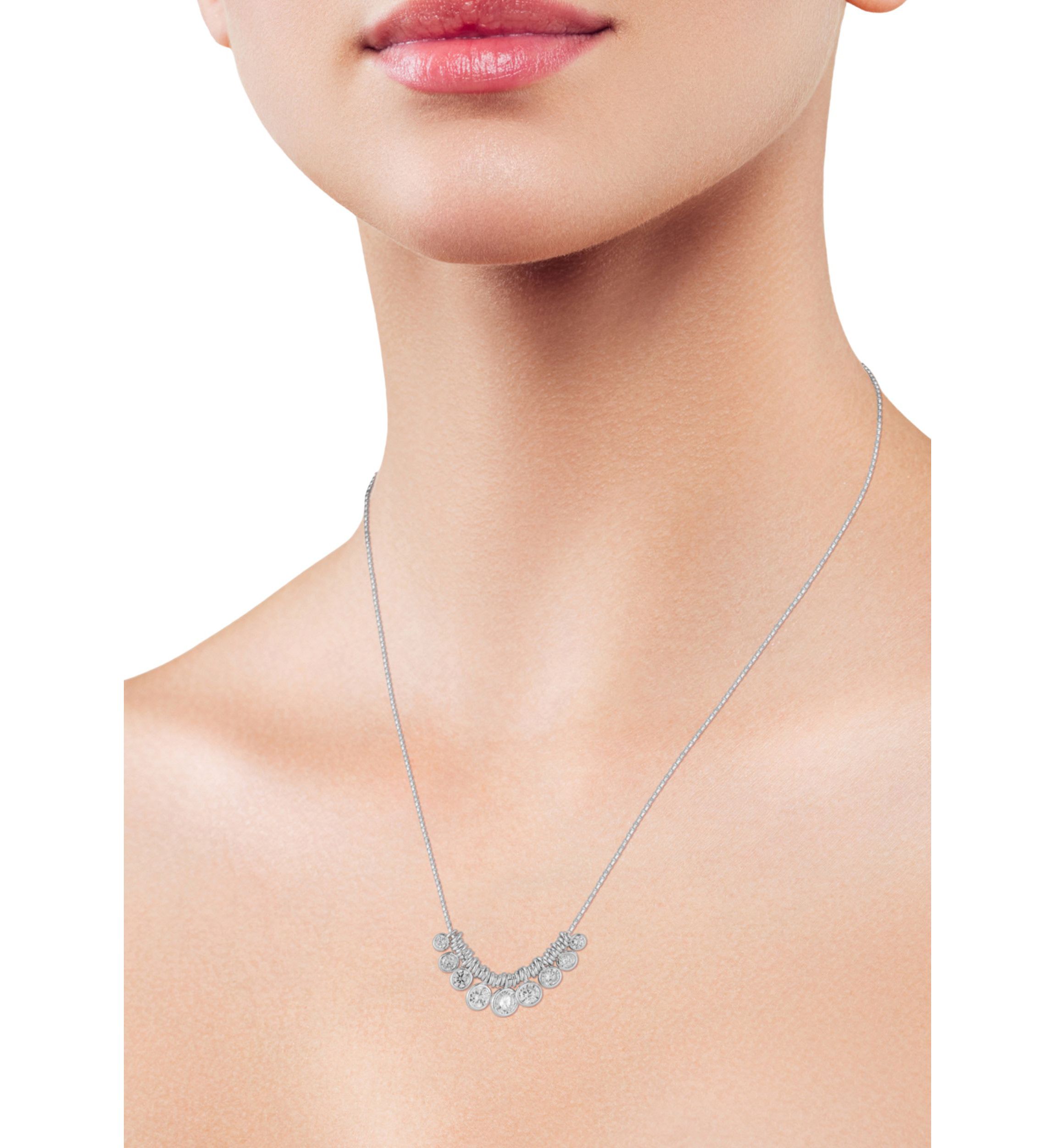 Sterling Silver Cubic Zirconia Charm Cluster Necklace