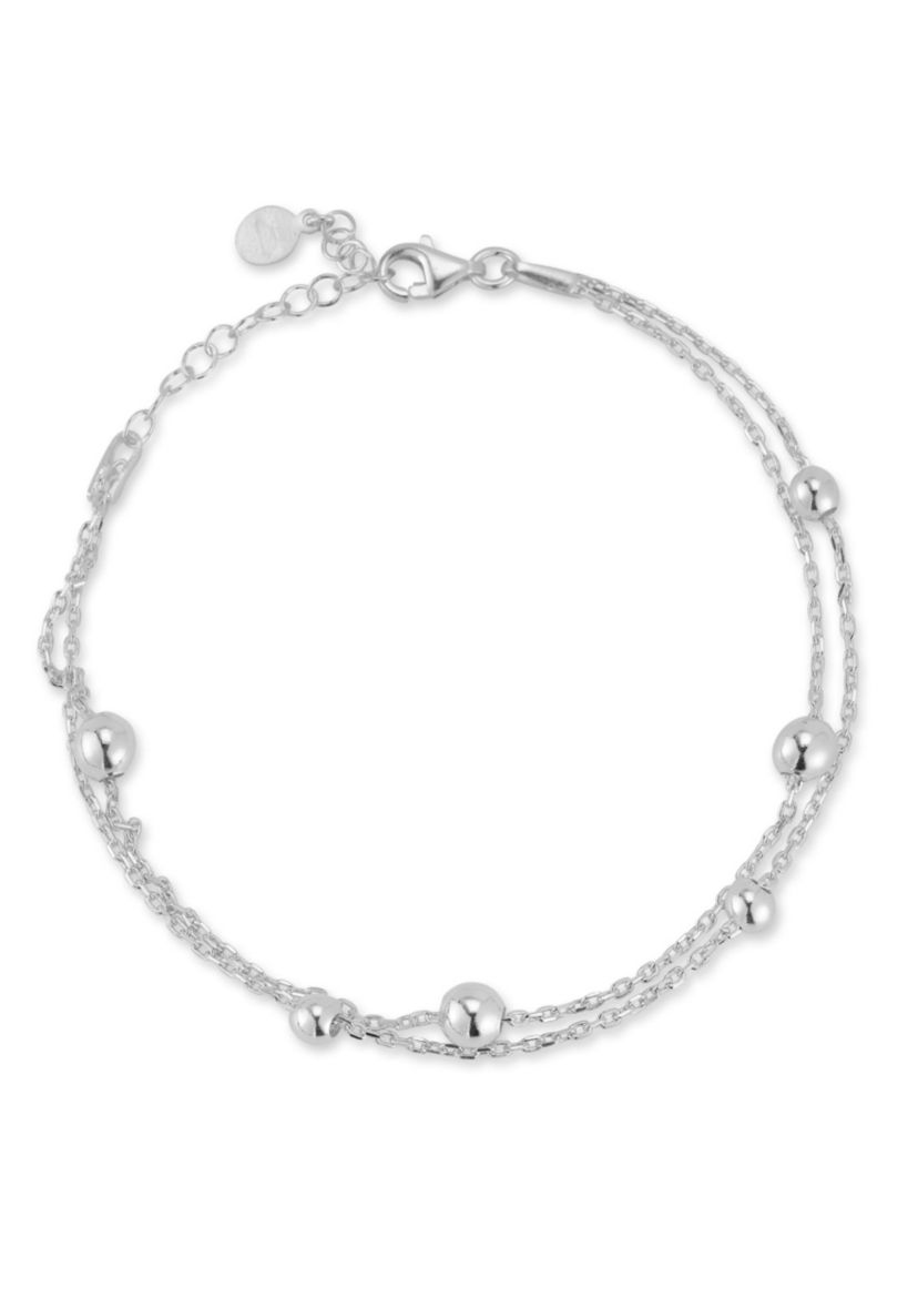 Sterling Silver Double Layer Ball Bracelet