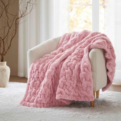 Madison Park Ruched Fur Faux Fur Throw