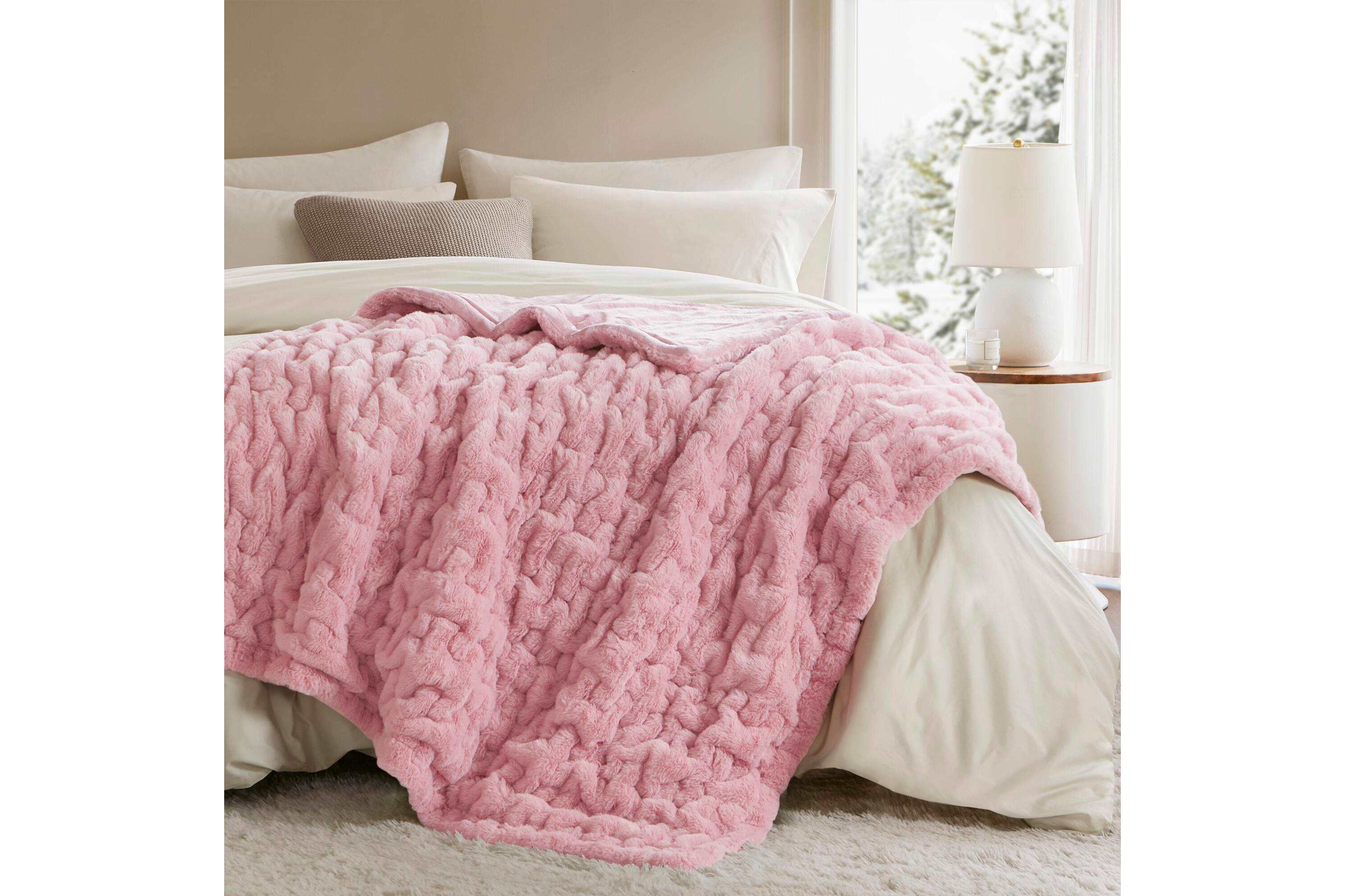 Ruched Fur Faux Fur Throw