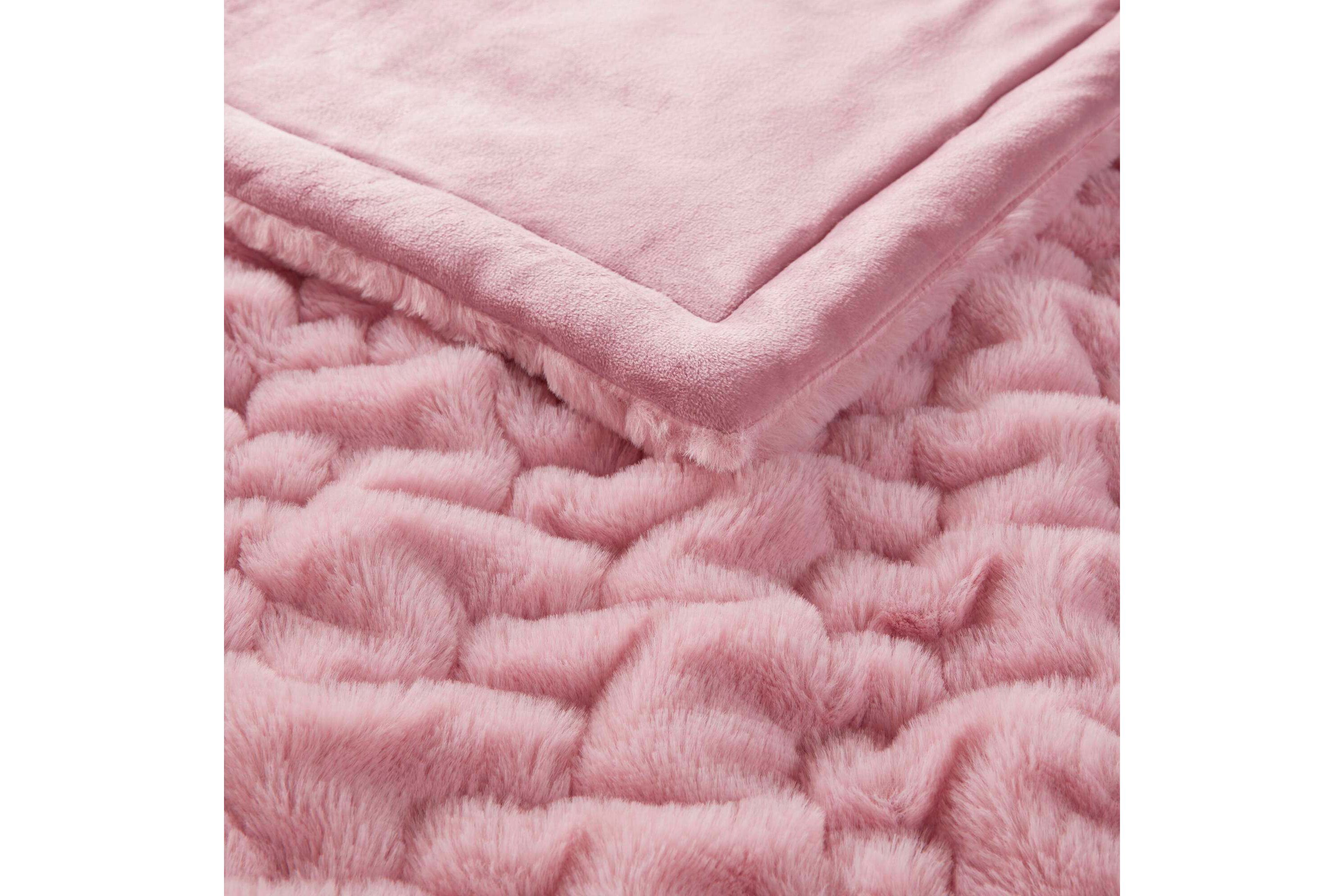 Ruched Fur Faux Fur Throw