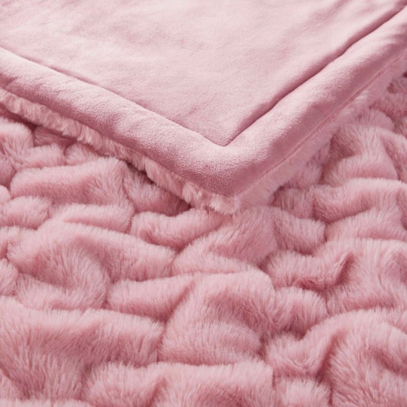 Ruched Fur Faux Fur Throw
