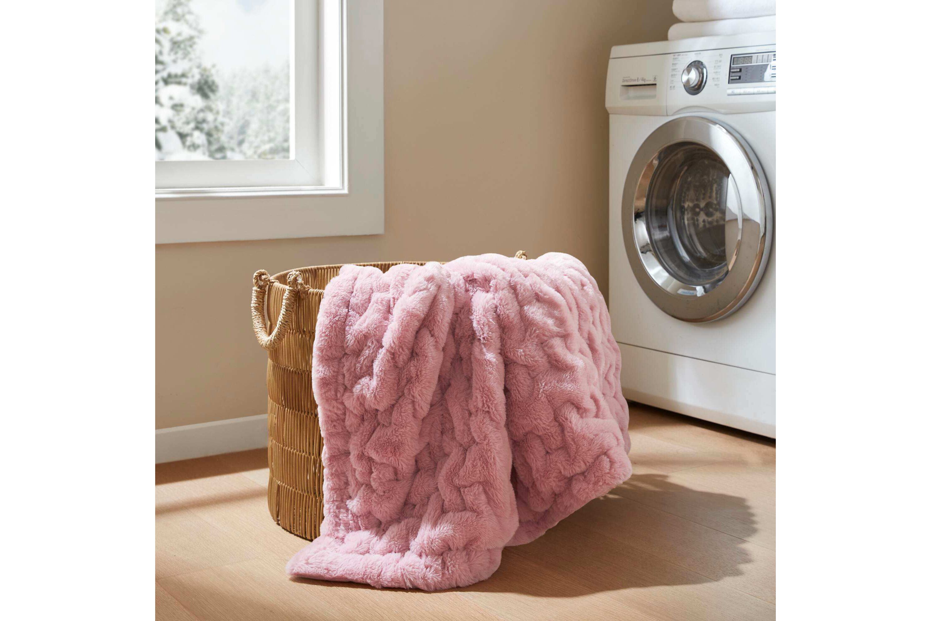 Ruched Fur Faux Fur Throw