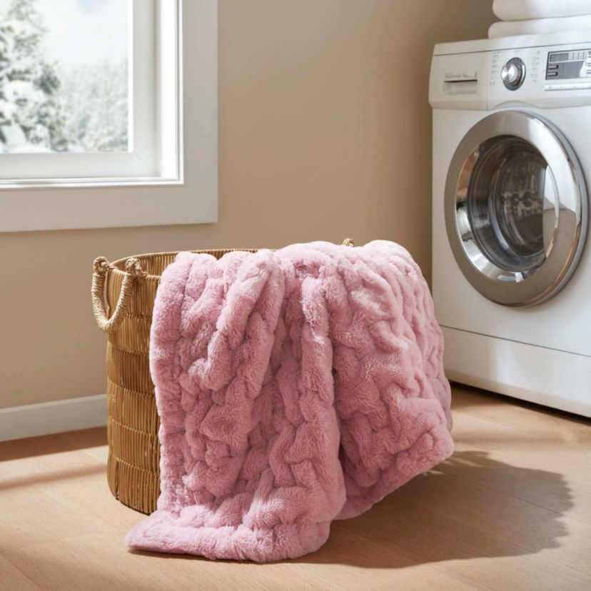 Ruched Fur Faux Fur Throw