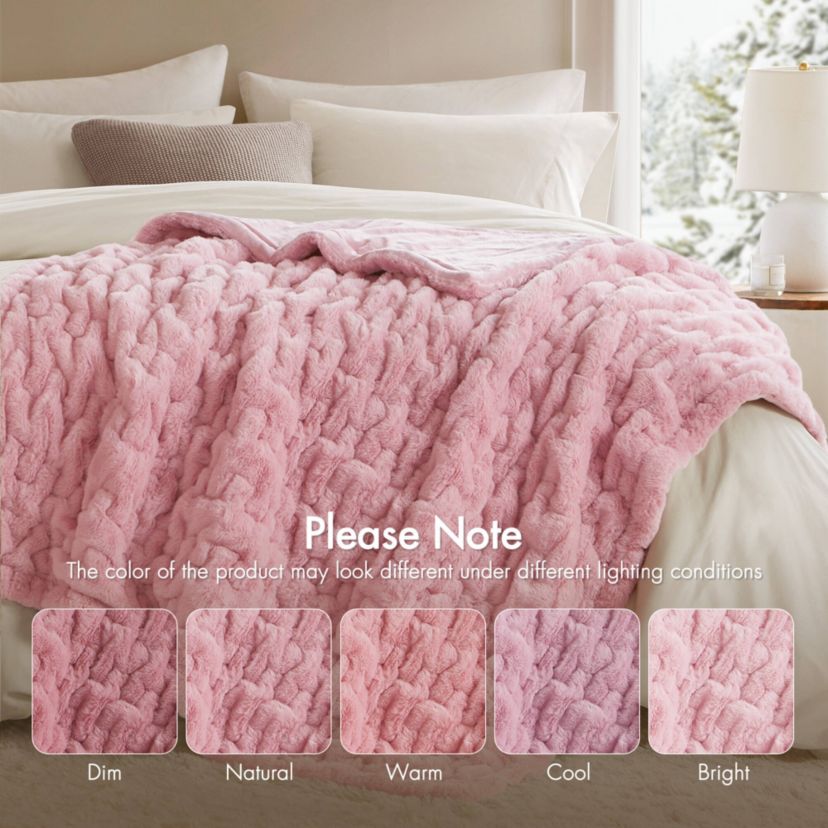Ruched Fur Faux Fur Throw