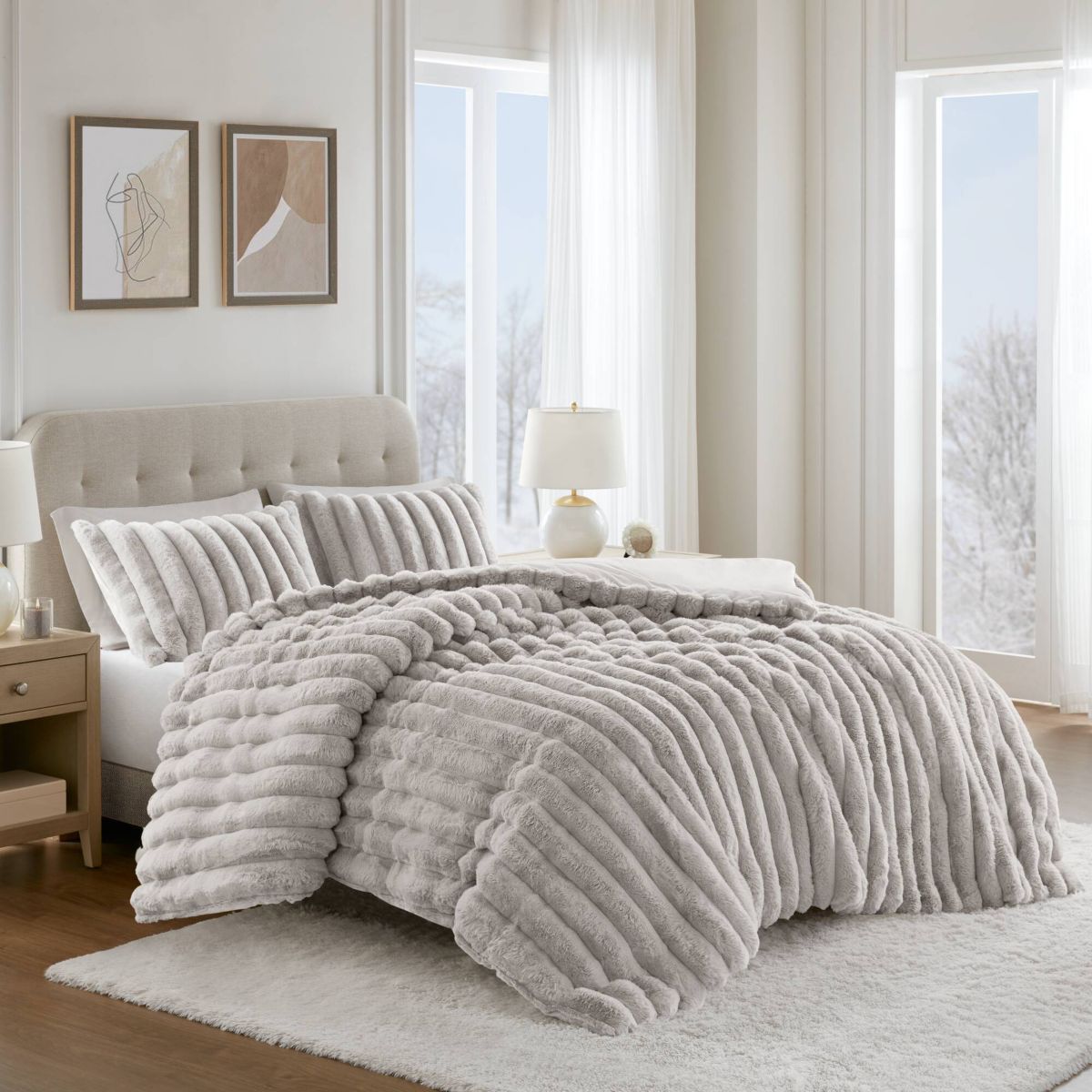 Jasmine Ultrasoft Faux Fur Ribbed Comforter Set