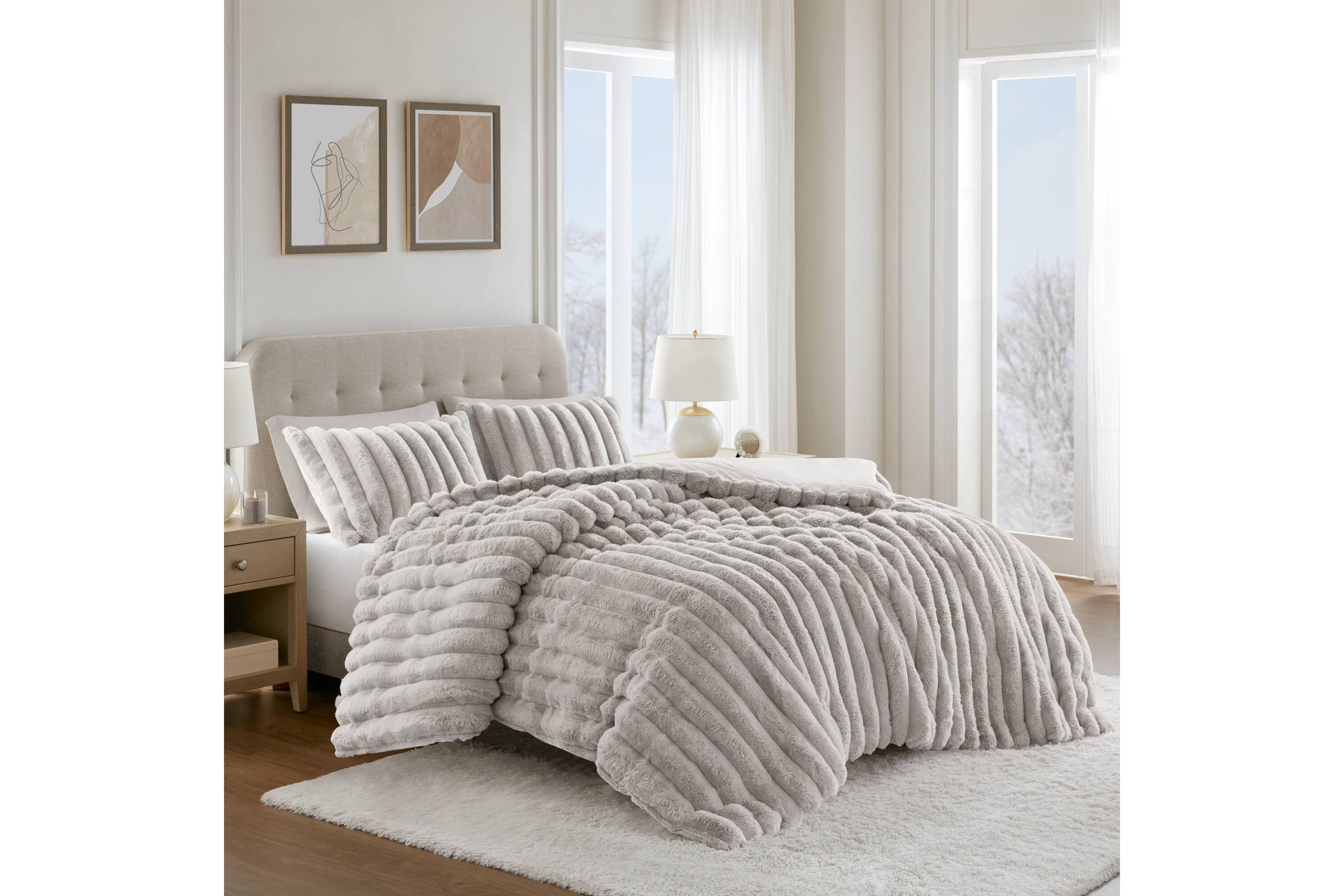 Jasmine Ultrasoft Faux Fur Ribbed Comforter Set