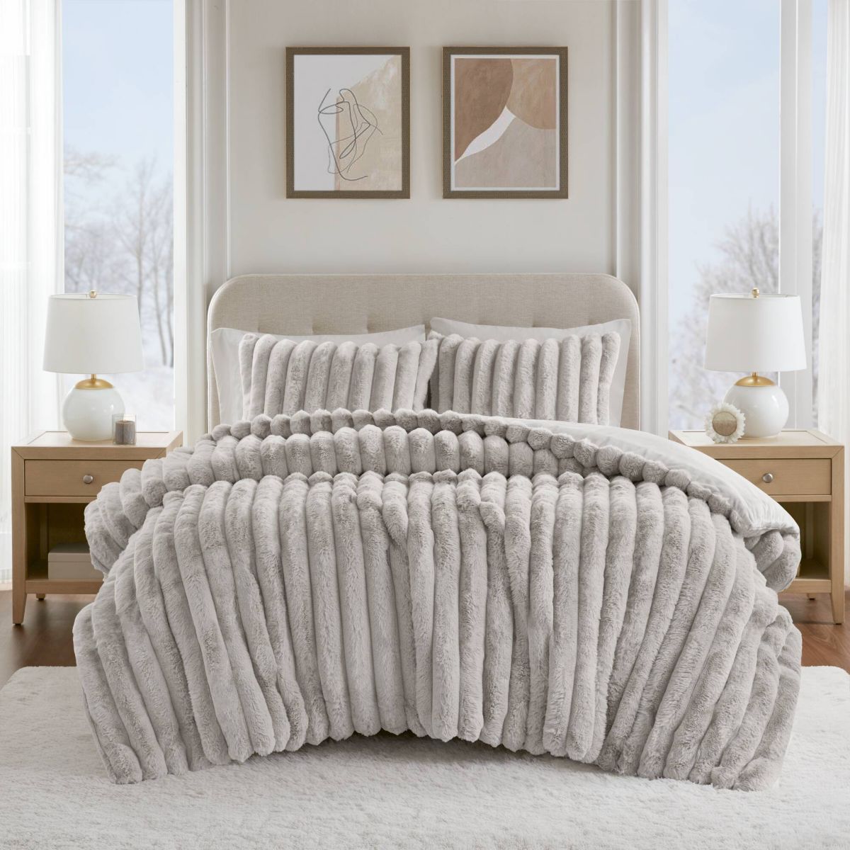 Jasmine Ultrasoft Faux Fur Ribbed Comforter Set