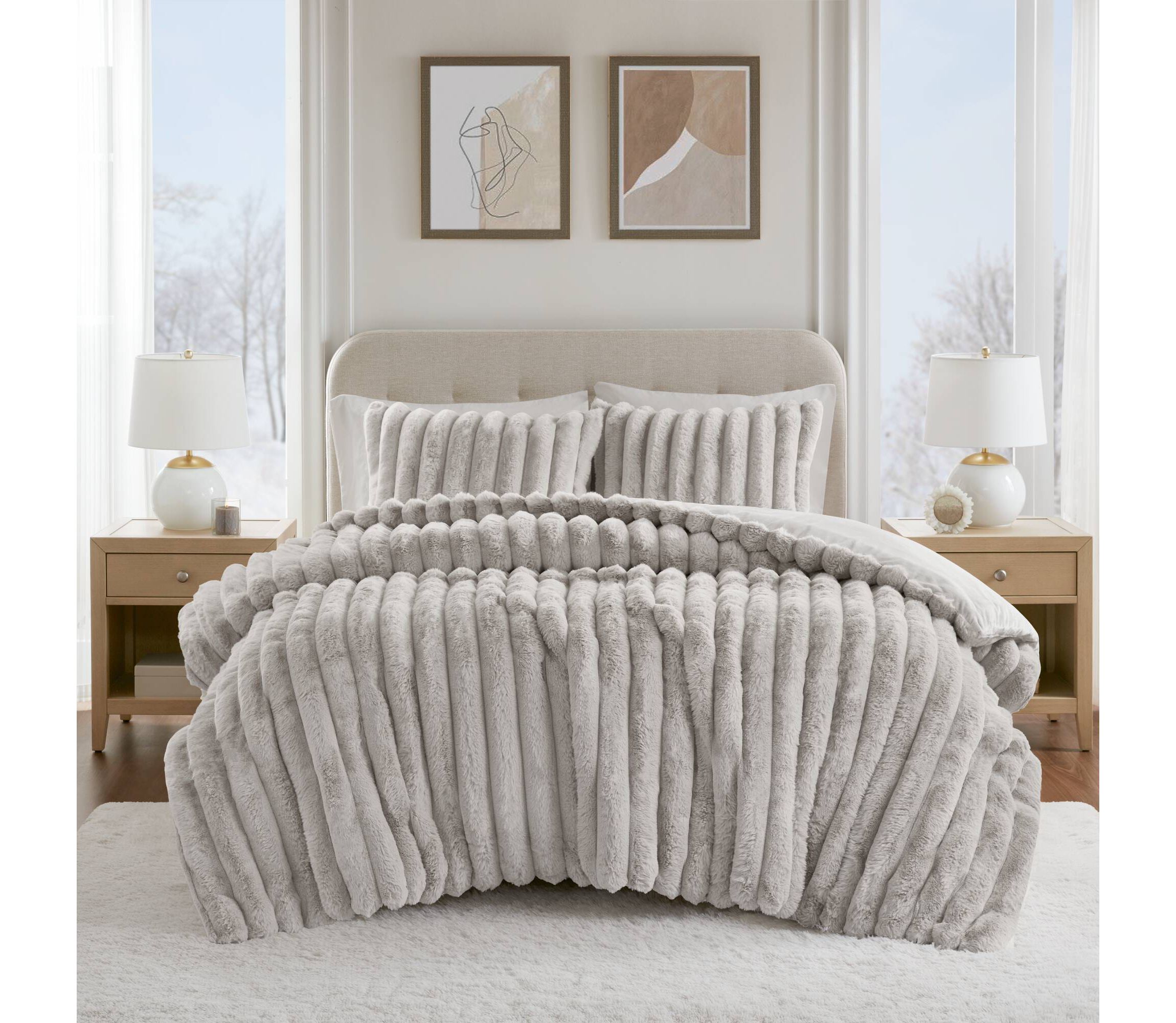 Jasmine Ultrasoft Faux Fur Ribbed Comforter Set