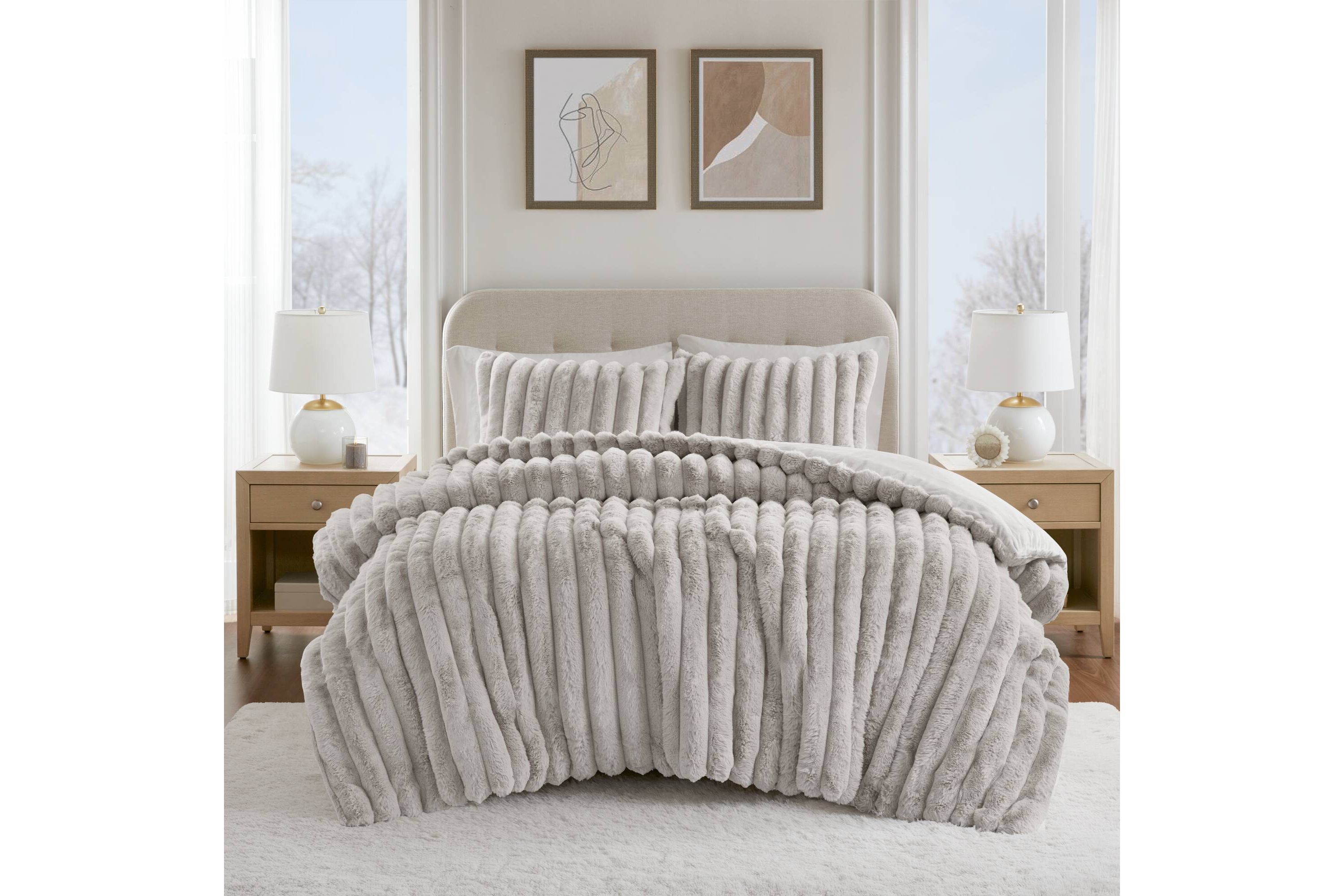 Jasmine Ultrasoft Faux Fur Ribbed Comforter Set