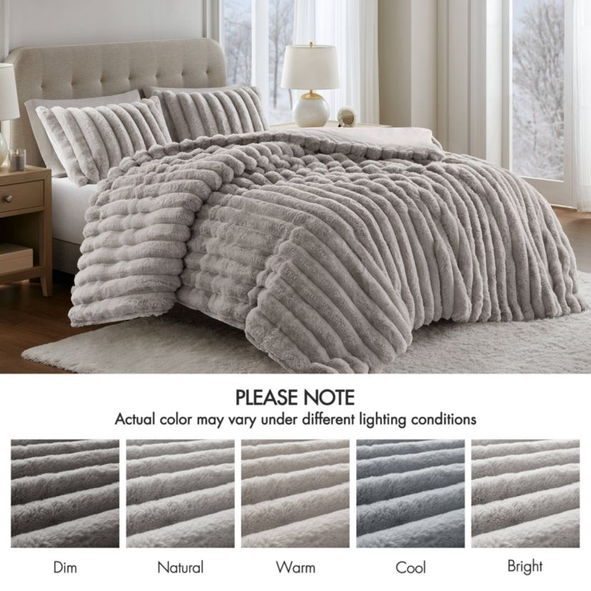 Jasmine Ultrasoft Faux Fur Ribbed Comforter Set