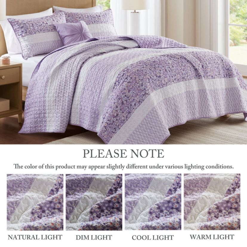 Caralie 4 Piece Seersucker Quilt Set with Throw