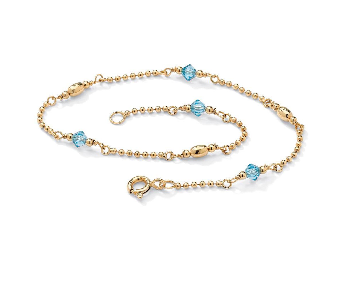 Birthstone Gold-Plated Sterling Silver Ankle Bracelet