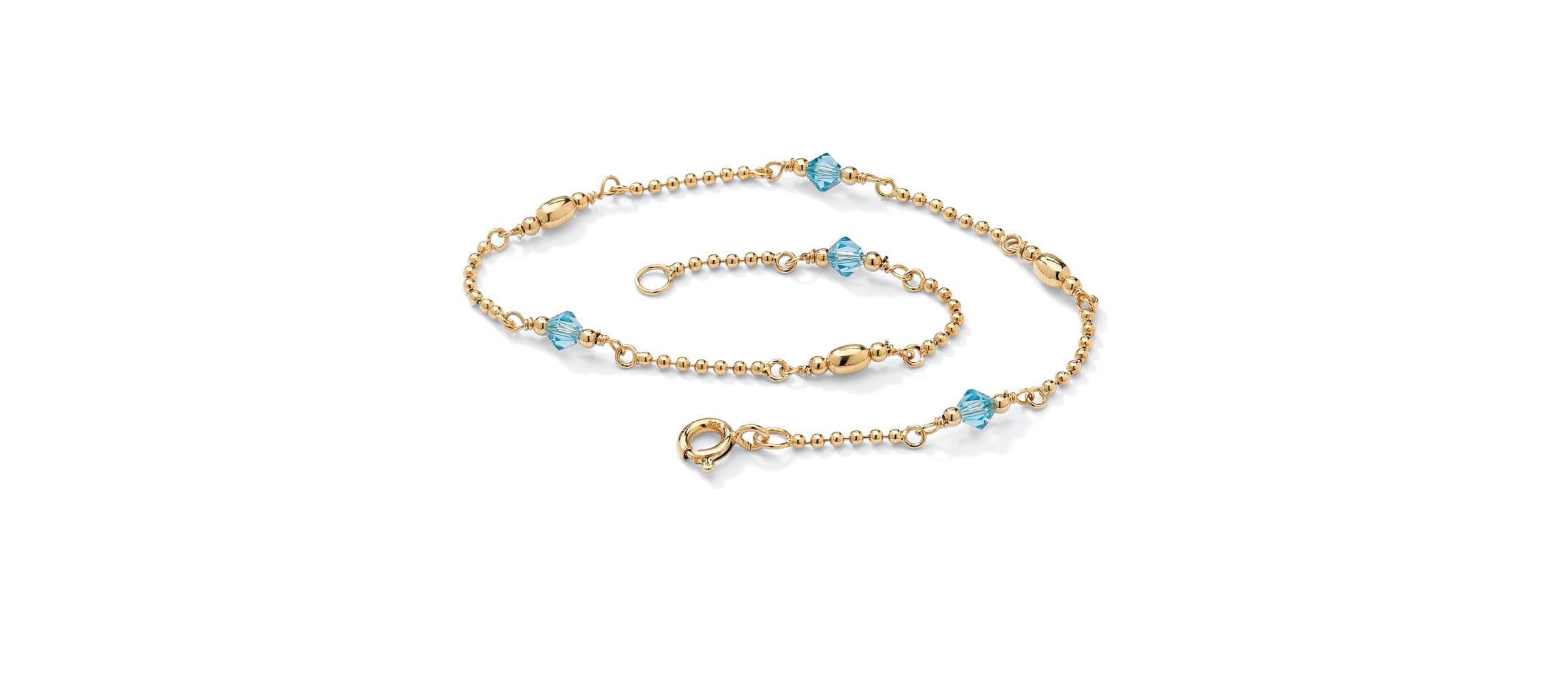 Birthstone Gold-Plated Sterling Silver Ankle Bracelet