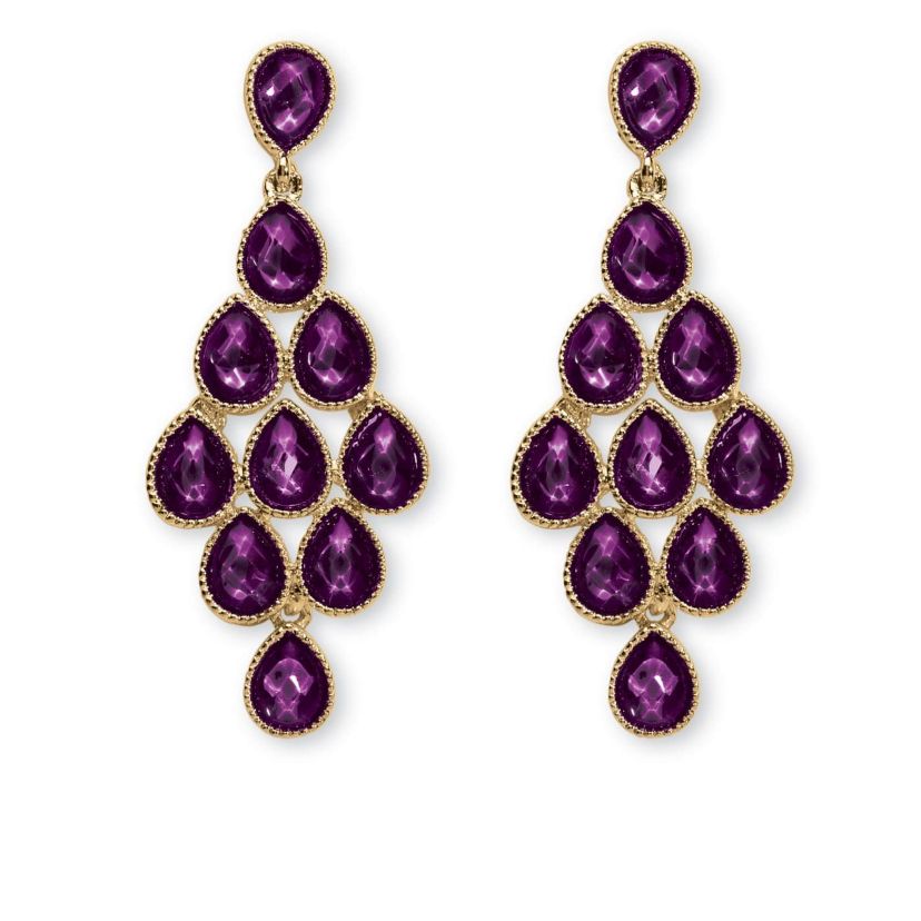 Birthstone Goldtone Chandelier Earrings