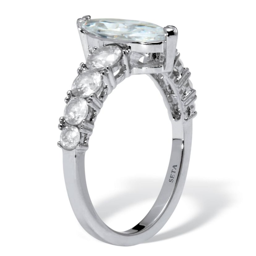 3.40 TCW Marquise-Cut Cubic Zirconia Silvertone Engagement Ring