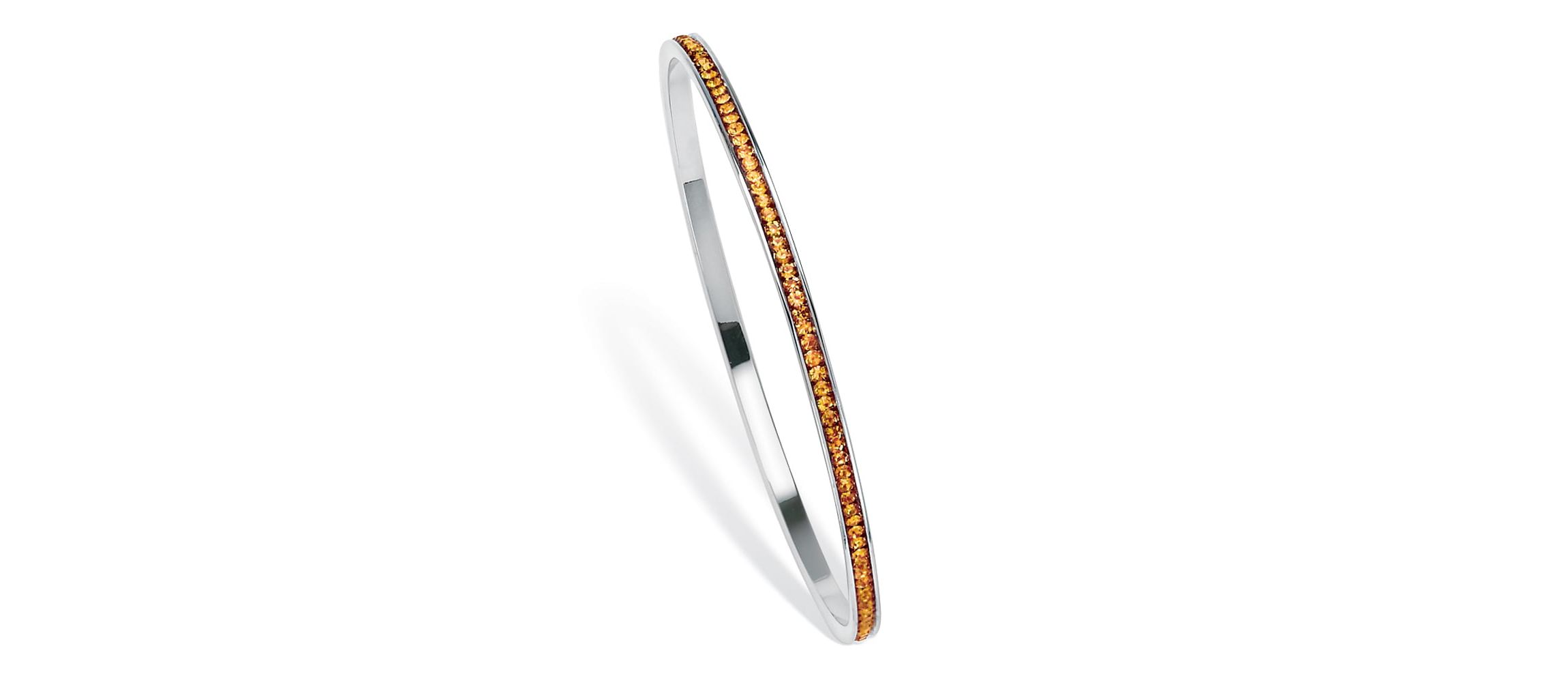 Birthstone Silvertone Eternity Bangle Bracelet