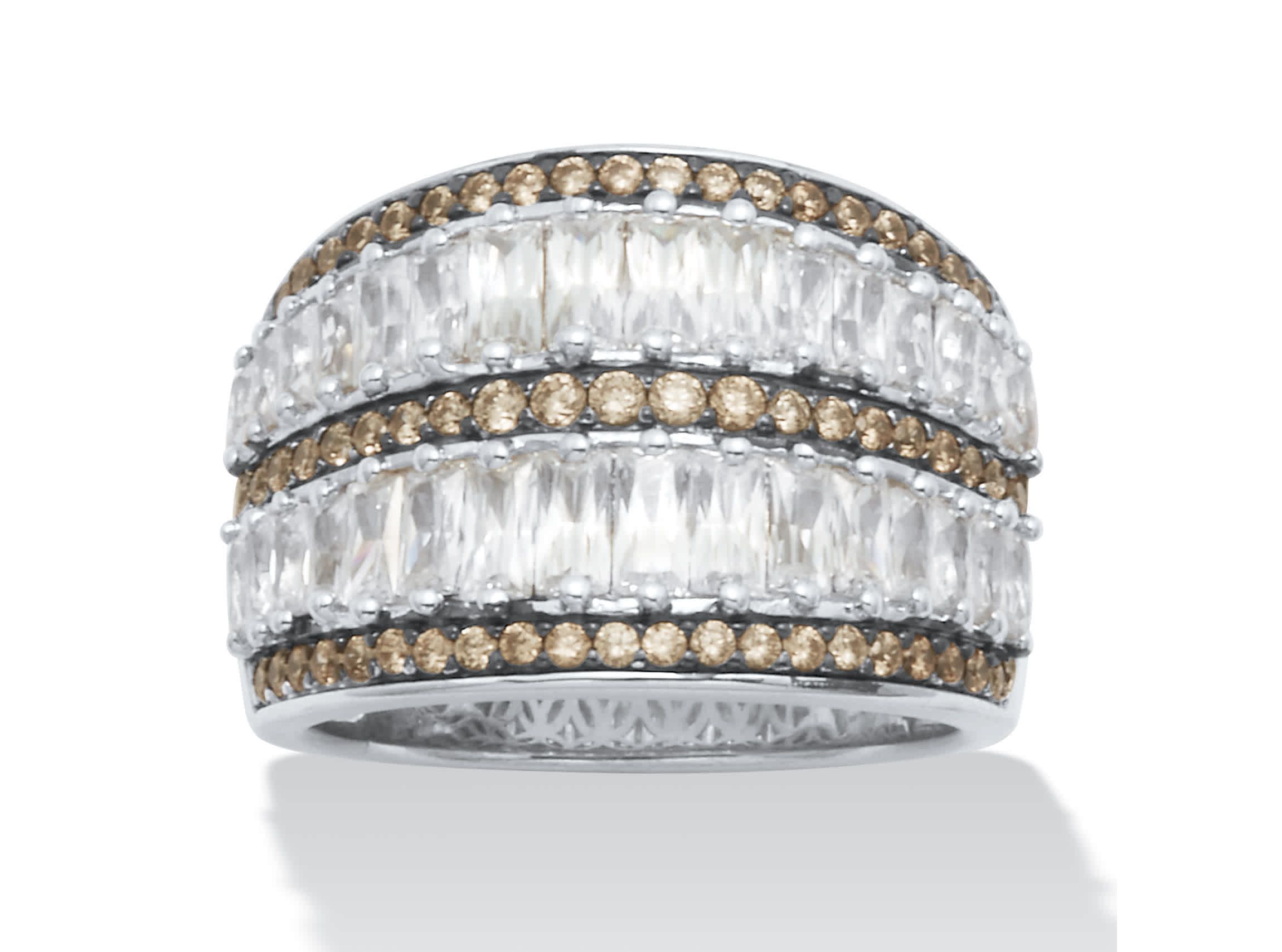 3.5 TCW Antiqued Dome Two-Tone Cubic Zirconia Cocktail Ring