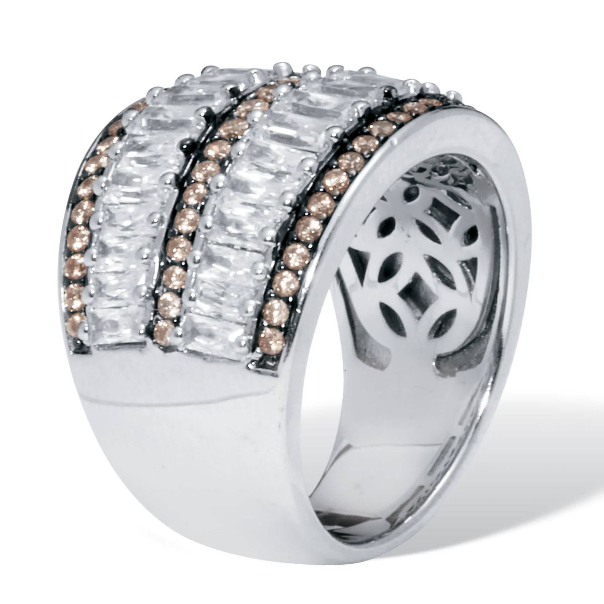 3.5 TCW Antiqued Dome Two-Tone Cubic Zirconia Cocktail Ring