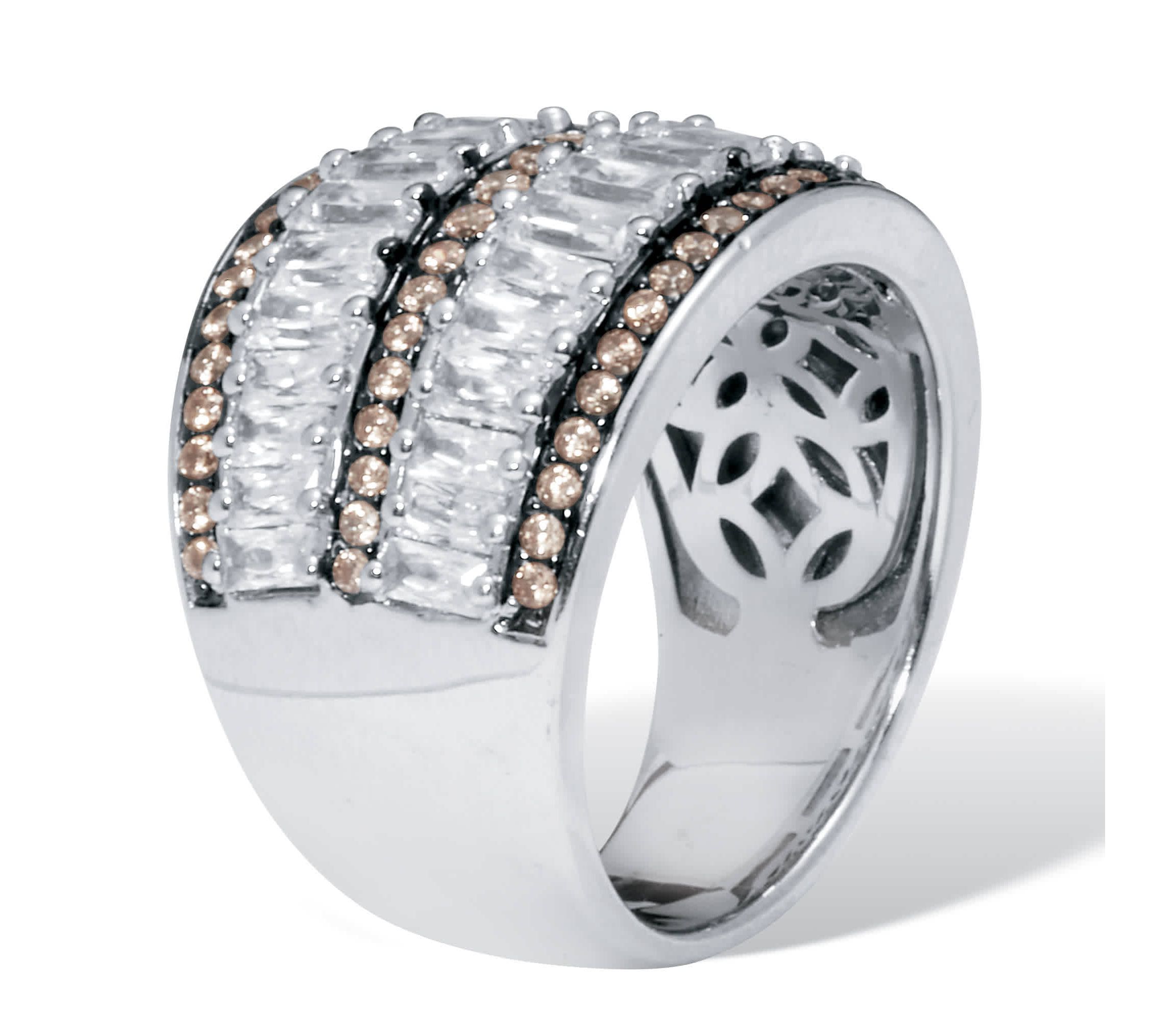 3.5 TCW Antiqued Dome Two-Tone Cubic Zirconia Cocktail Ring
