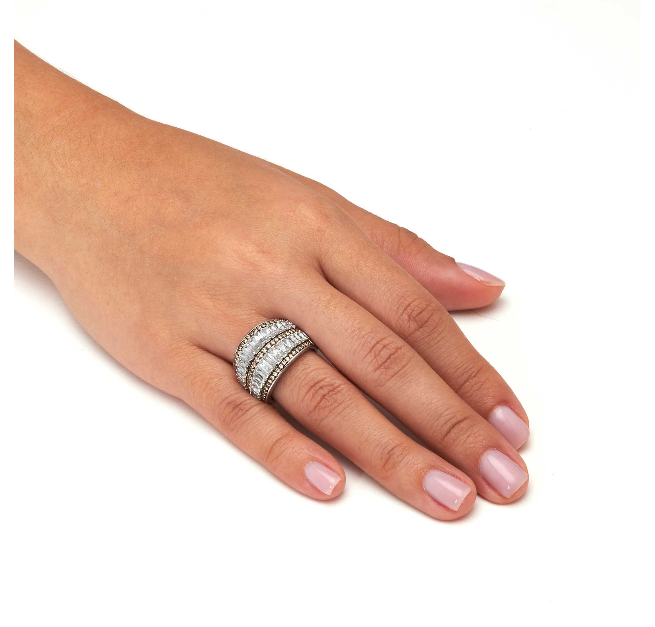 3.5 TCW Antiqued Dome Two-Tone Cubic Zirconia Cocktail Ring