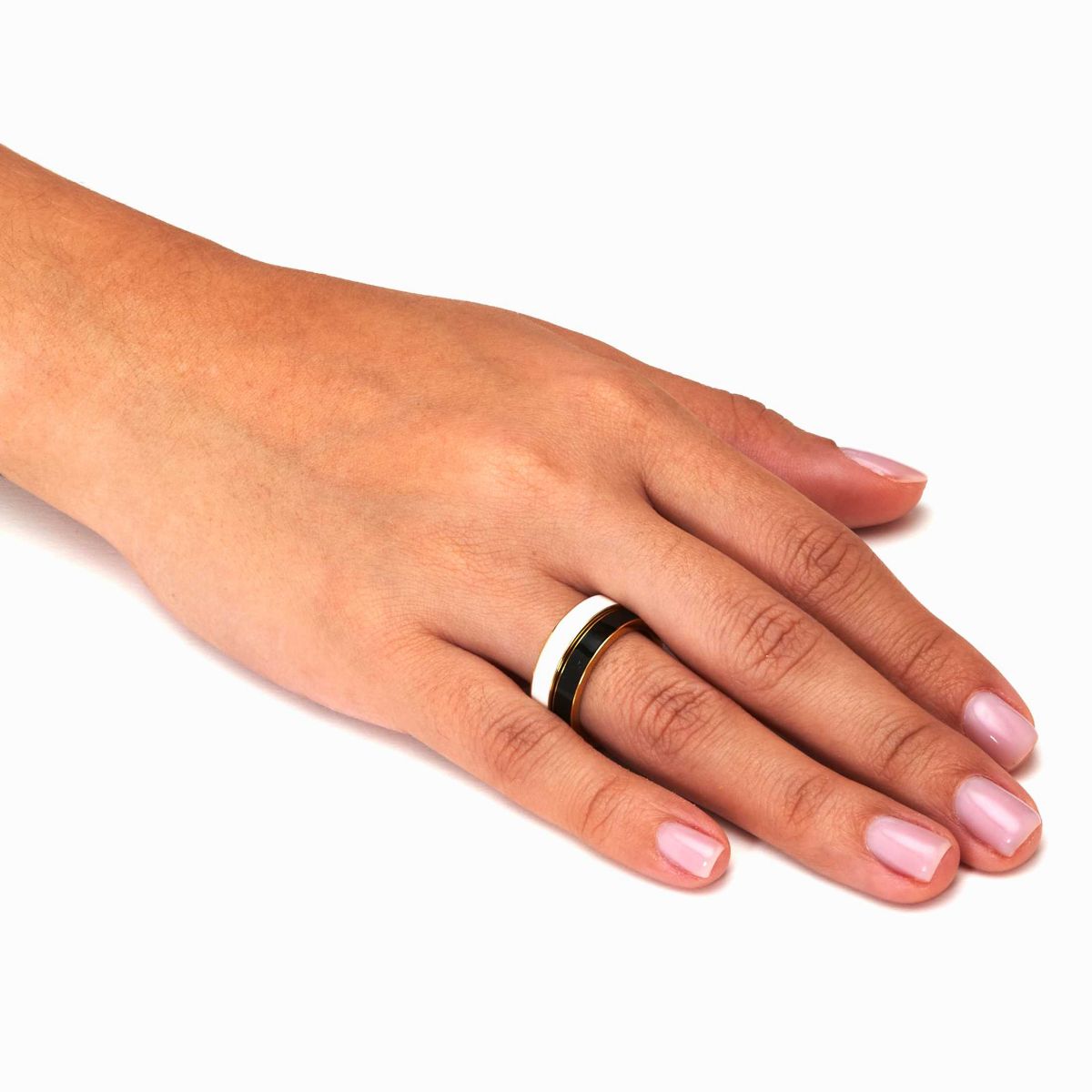 2-Piece Yellow Gold Ion-Plated Stainless Steel Enamel Bands