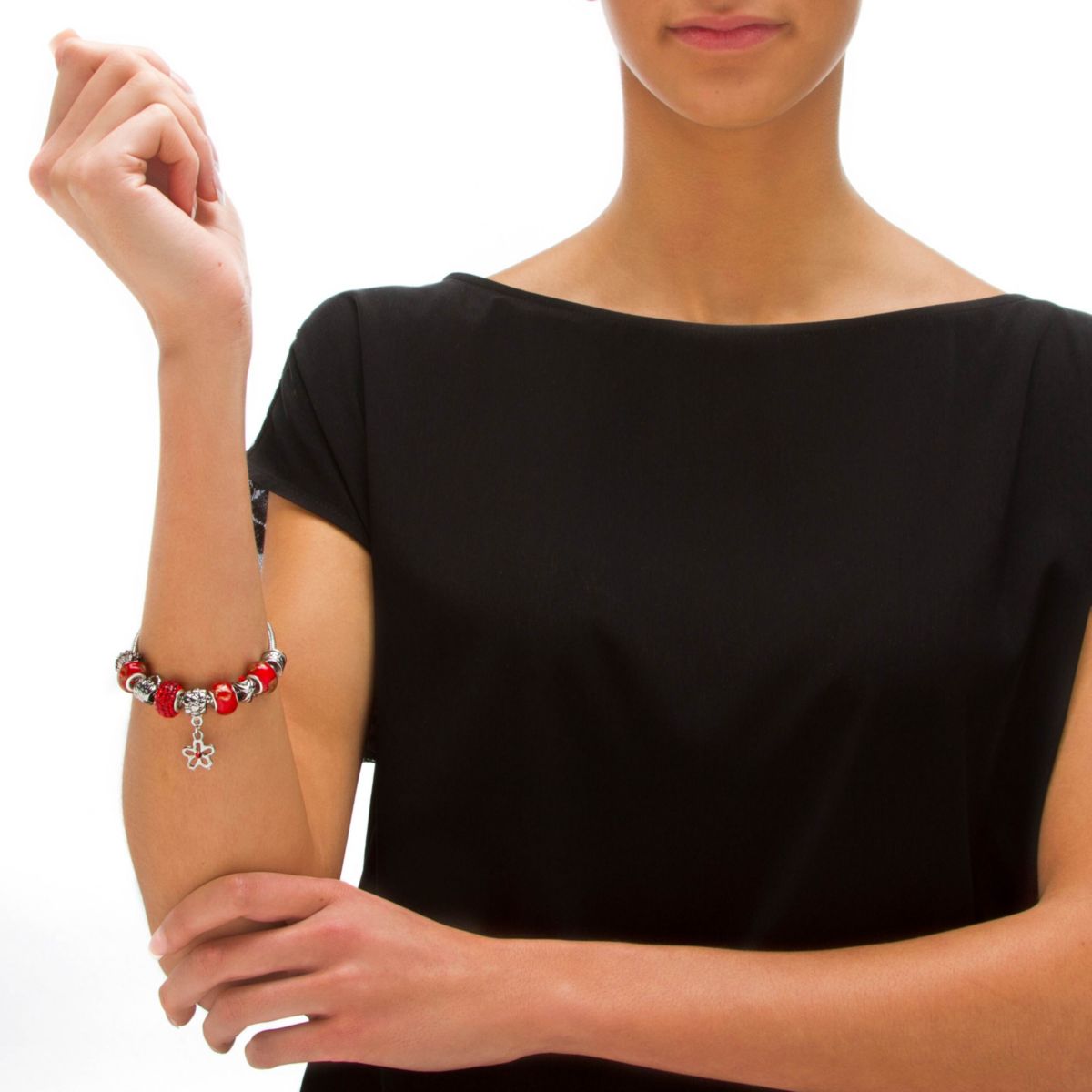 Birthstone Silvertone Bali-Style Bracelet 8"