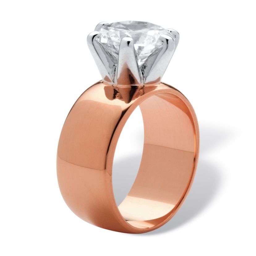 4 TCW Round Cubic Zirconia Solitaire Ring in Rose Gold-Plated