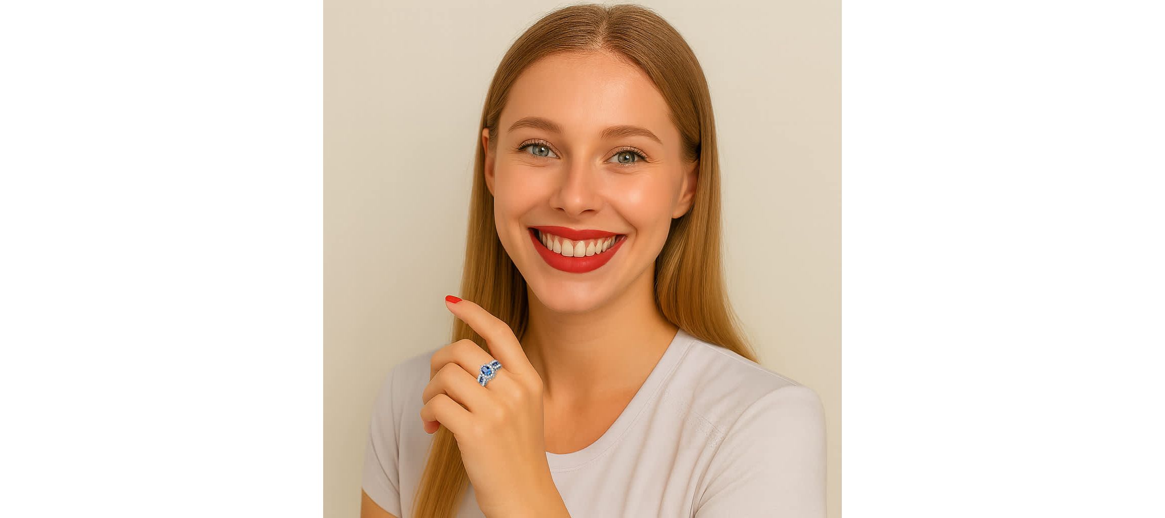 .82 TCW Blue Crystal and CZ Gold-Plated Ring