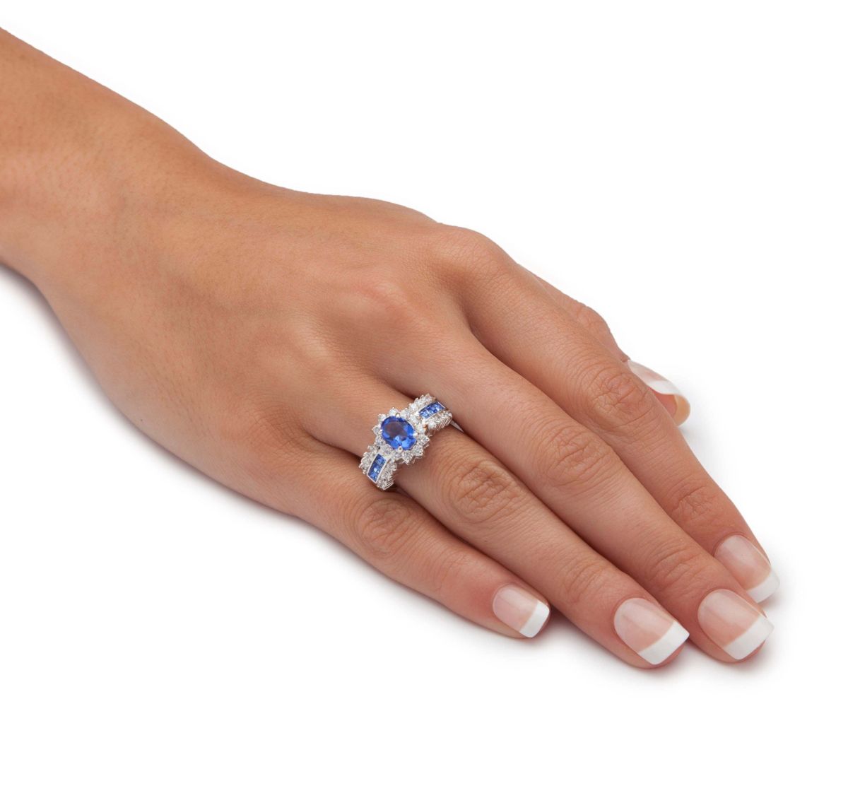 .82 TCW Blue Crystal and CZ Gold-Plated Ring