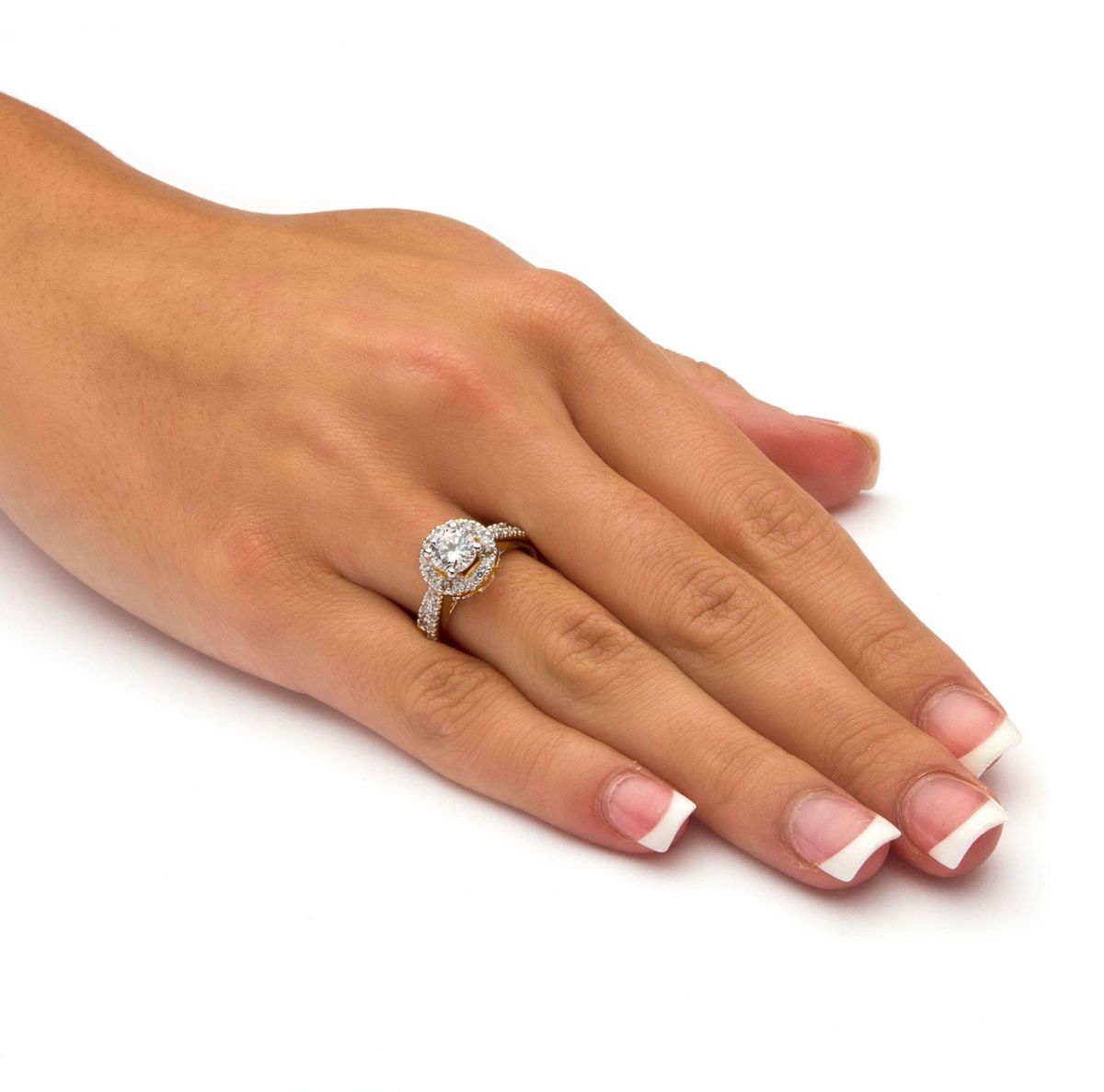 1.79 TCW Cubic Zirconia 18k Gold-Plated Wedding Band Set