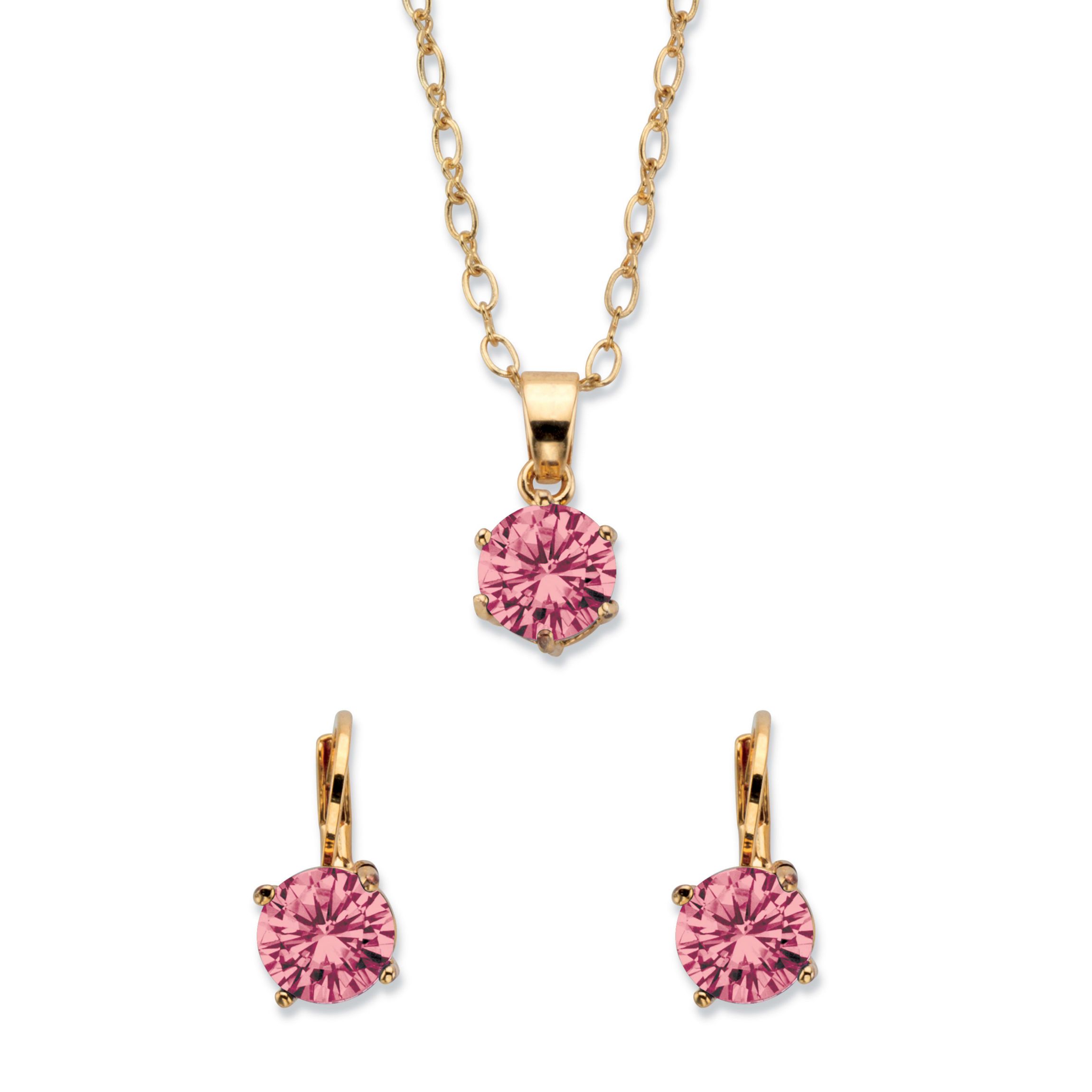 Birthstone Goldtone Earring & Necklace Set 18"