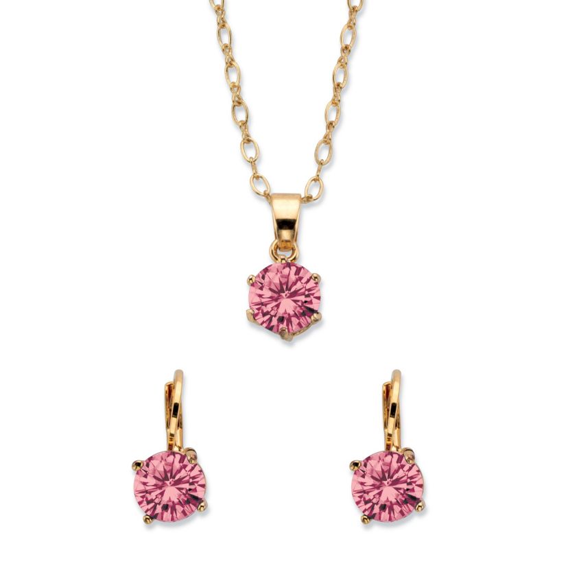 Birthstone Goldtone Earring & Necklace Set 18"