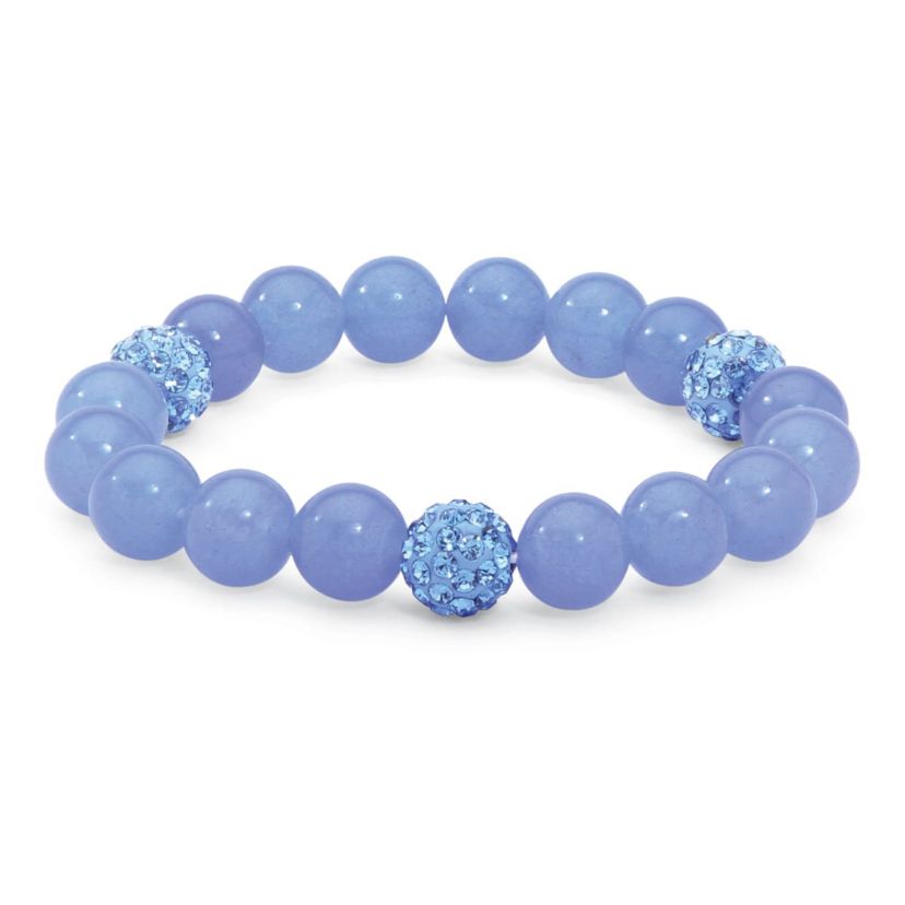 Agate & Simulated Birthstone Stretch Bracelet