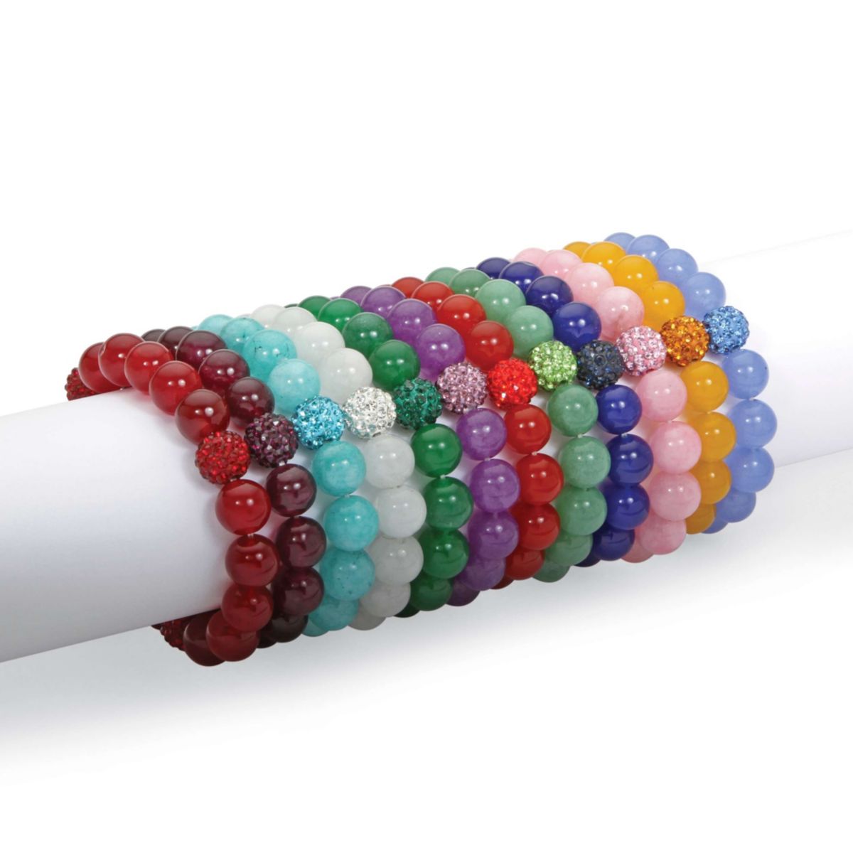 Agate & Simulated Birthstone Stretch Bracelet