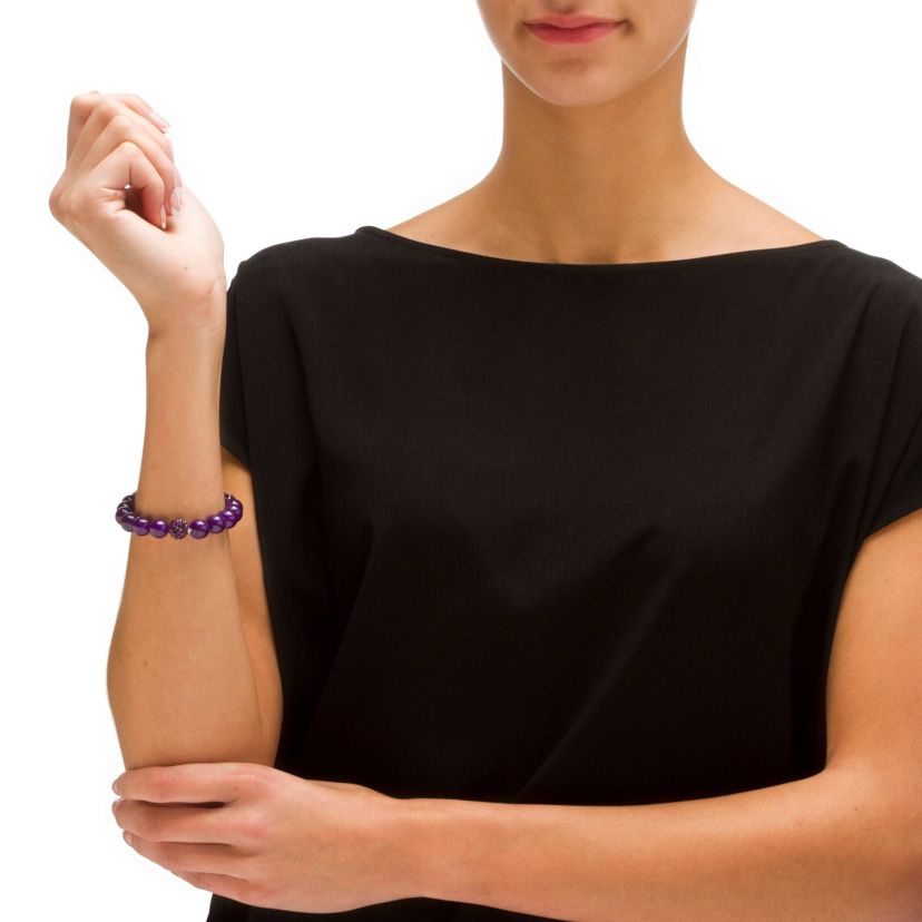 Agate & Simulated Birthstone Stretch Bracelet