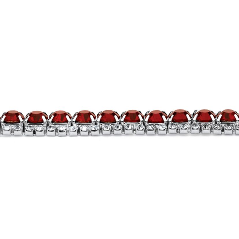 Birthstone Silvertone Tennis Bracelet 7"