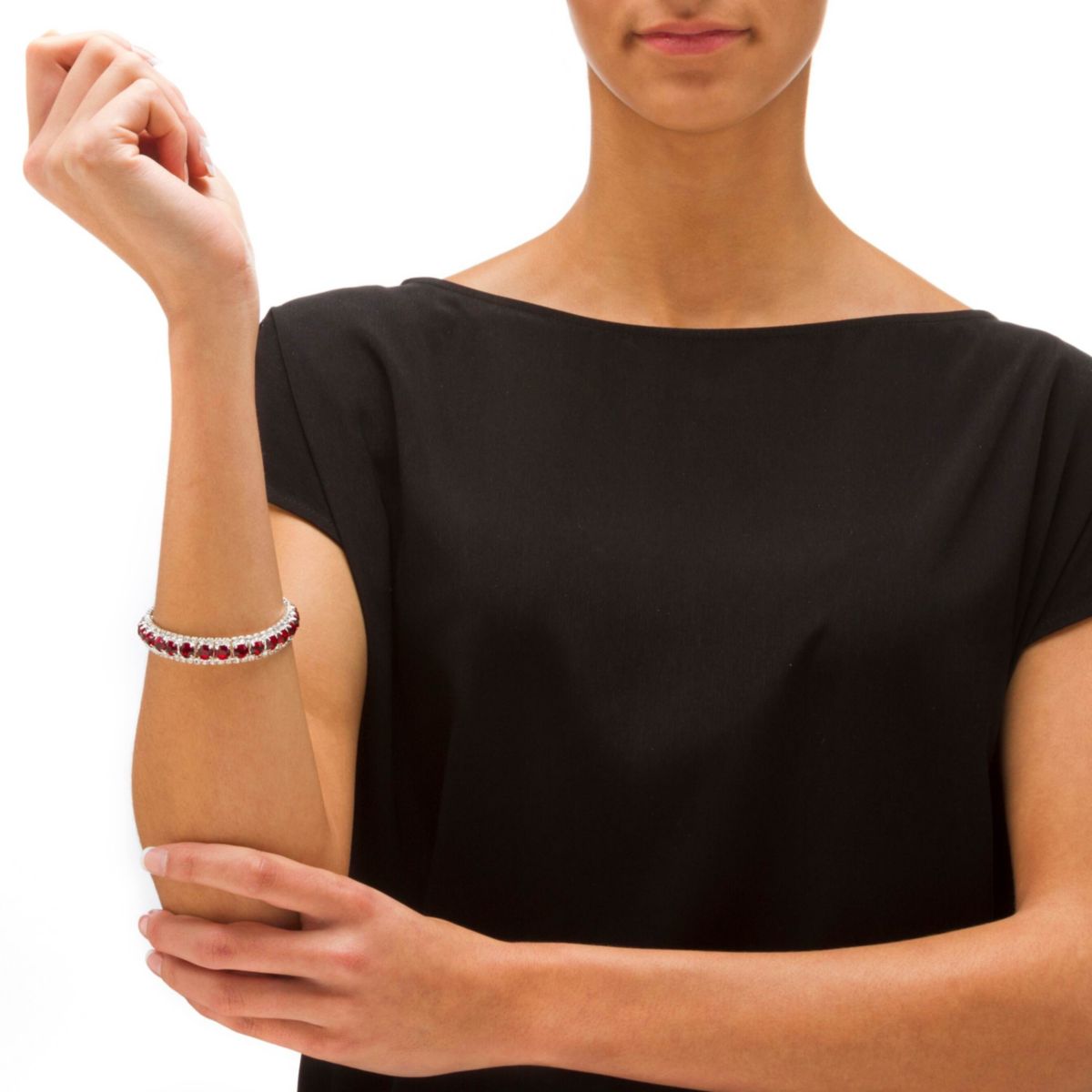 Birthstone Silvertone Tennis Bracelet 7"