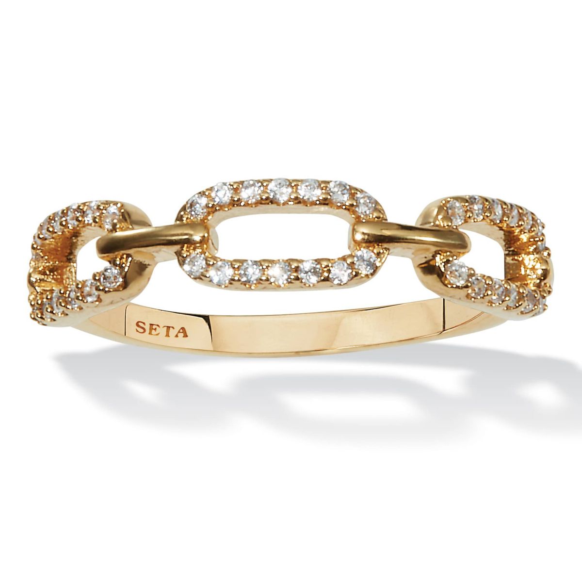 .21 TCW Round Cubic Zirconia 18k Yellow Gold-Plated Link Ring