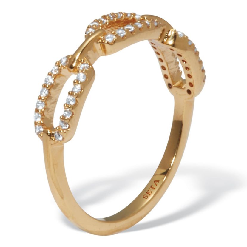 .21 TCW Round Cubic Zirconia 18k Yellow Gold-Plated Link Ring