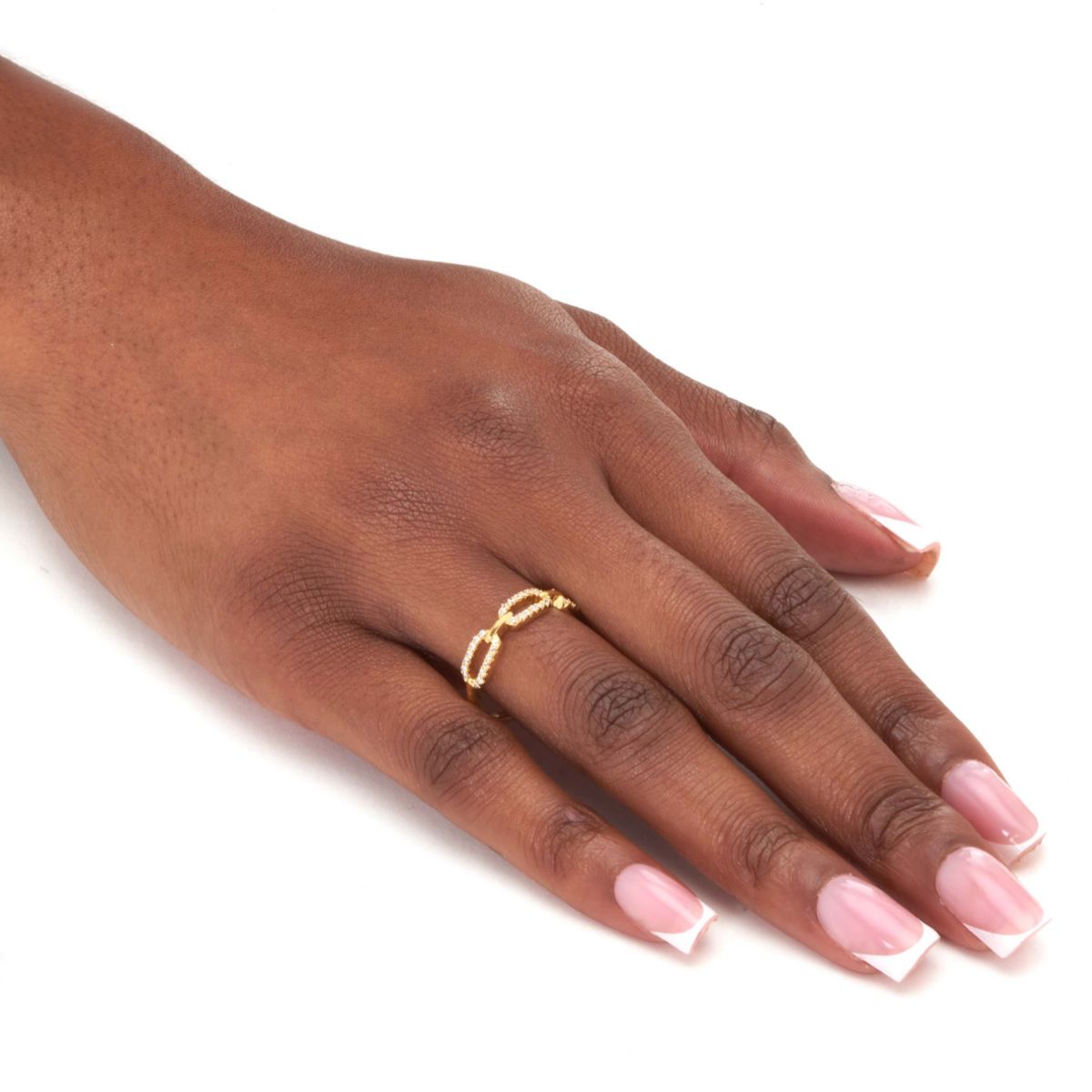 .21 TCW Round Cubic Zirconia 18k Yellow Gold-Plated Link Ring