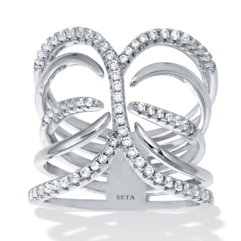 .18 TCW Cubic Zirconia Double Interlace Silvertone Ring